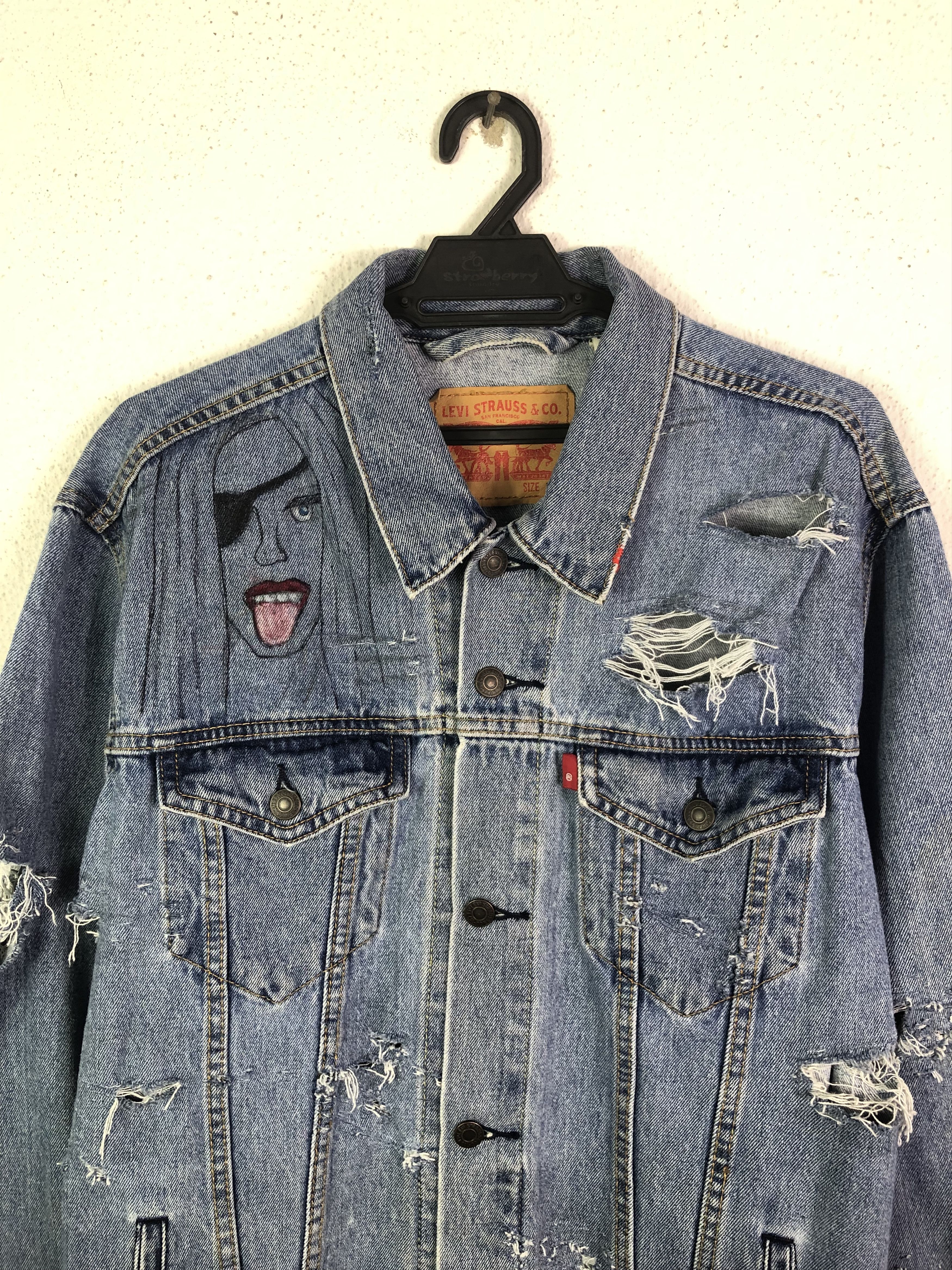 Levi's × Vintage Vintage Levis Distressed Ripped Denim Jacket Size US XL / EU 56 / 4 - 3 Thumbnail