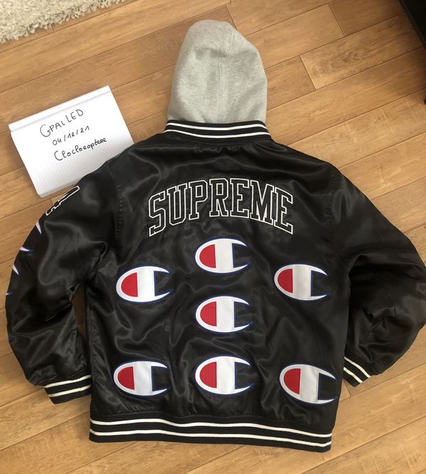 Supreme Supreme Champion Hooded Satin Varsity Jacket | Grailed