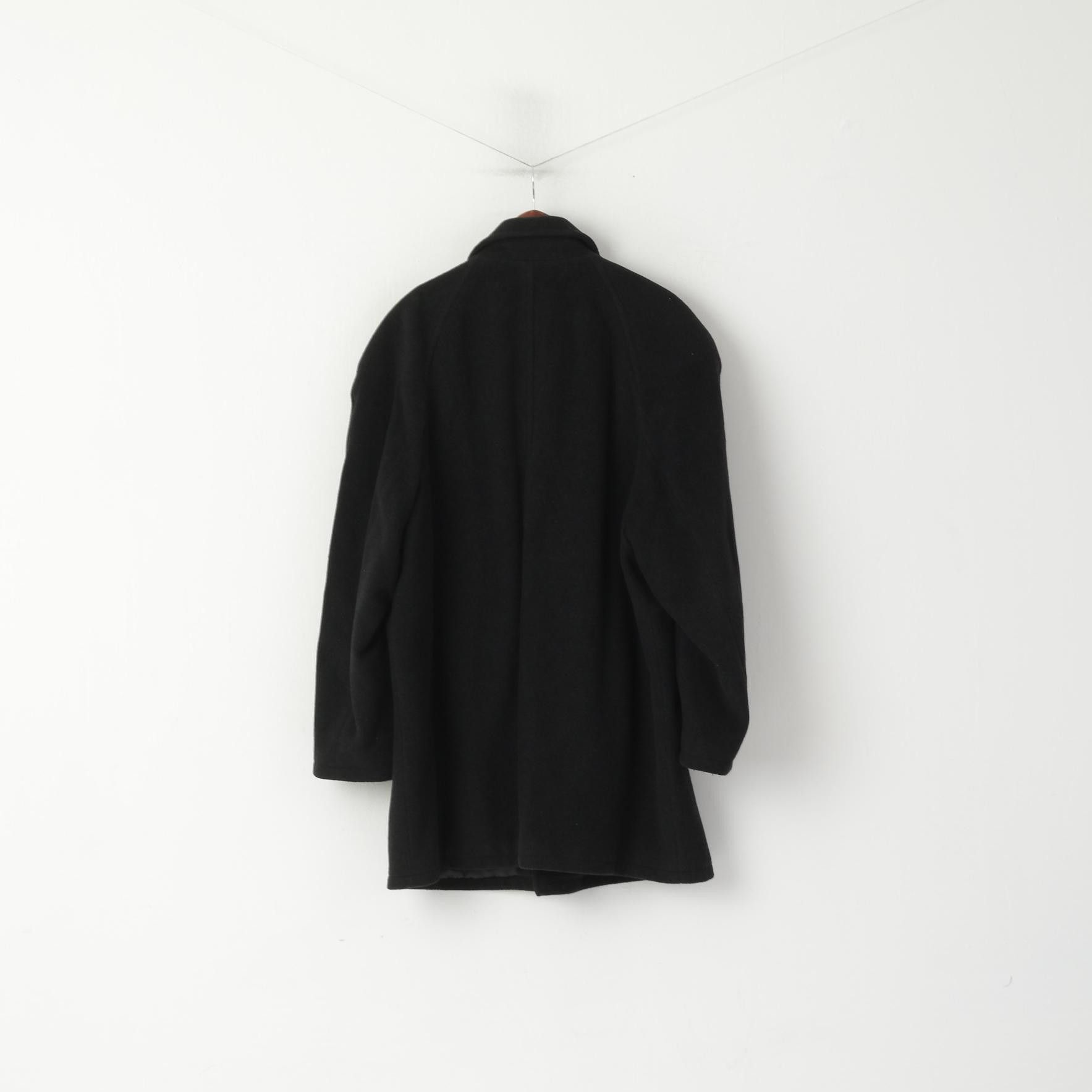 Vintage Di Caprio Men 48 XL Coat Black Wool Cashmere Retro 3219 Size US XL / EU 56 / 4 - 7 Thumbnail