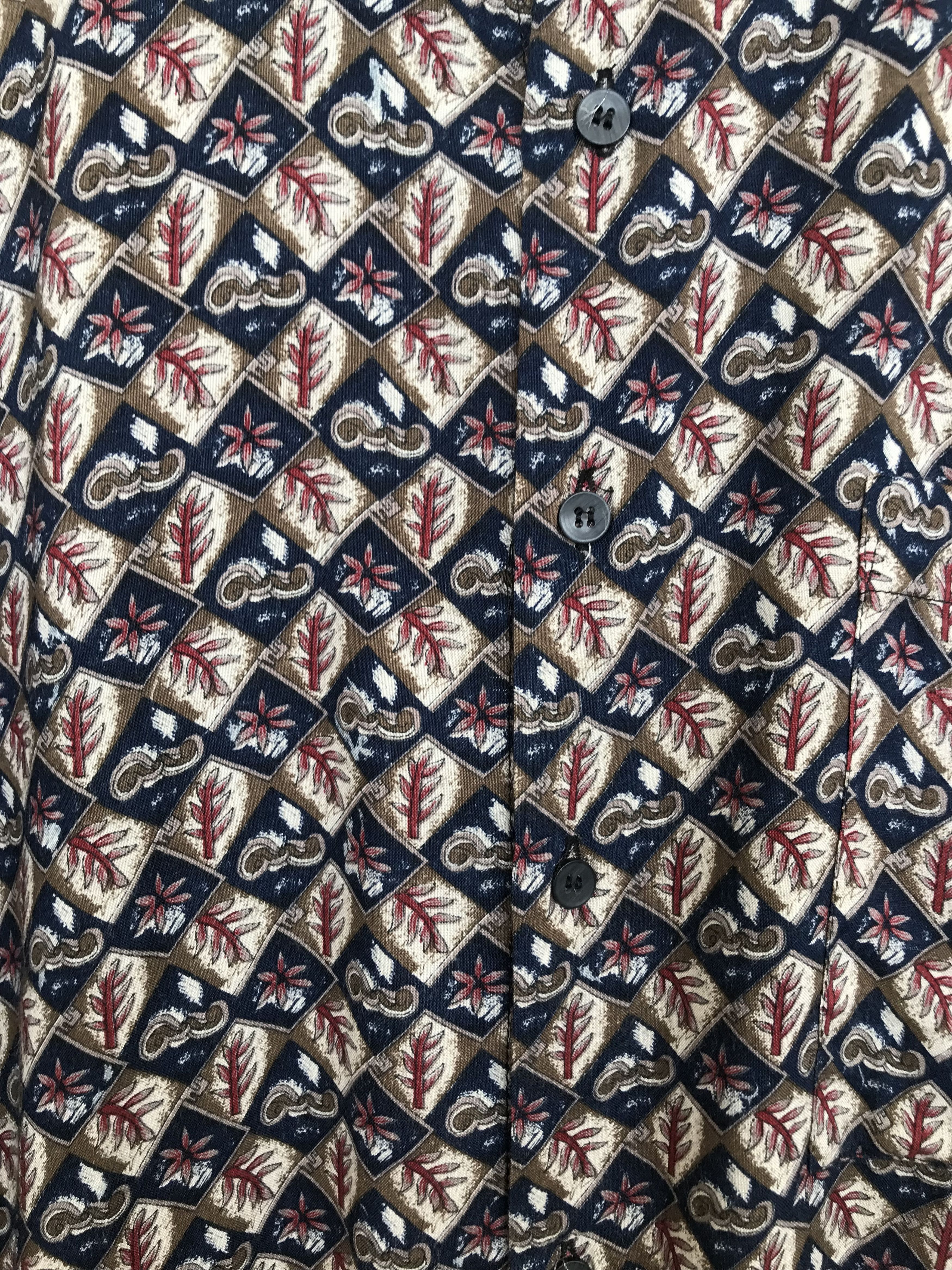 Vintage Vintage BRUNO Geometry Flowers Hawaiian Shirt Size US XL / EU 56 / 4 - 2 Thumbnail