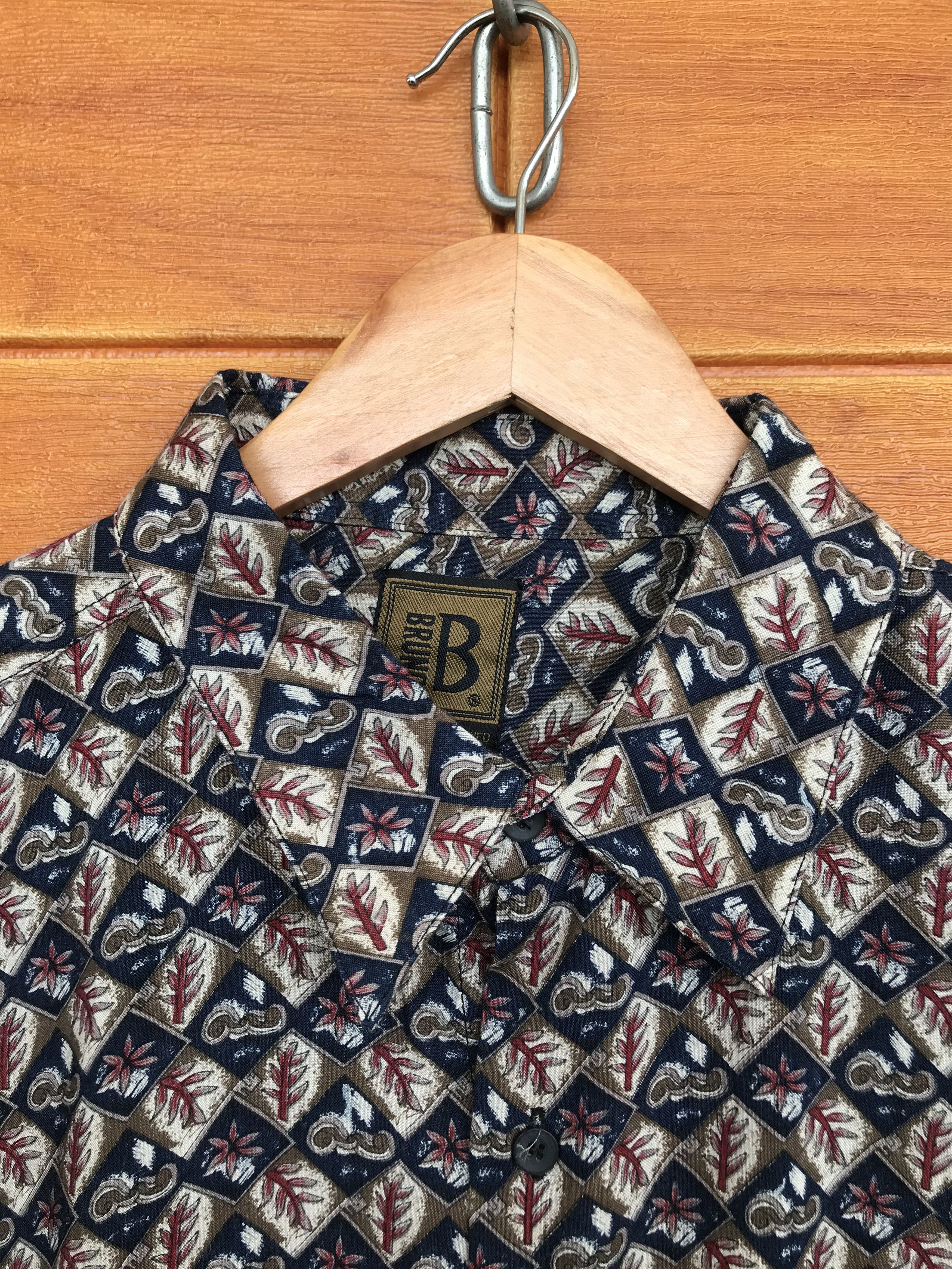 Vintage Vintage BRUNO Geometry Flowers Hawaiian Shirt Size US XL / EU 56 / 4 - 3 Thumbnail