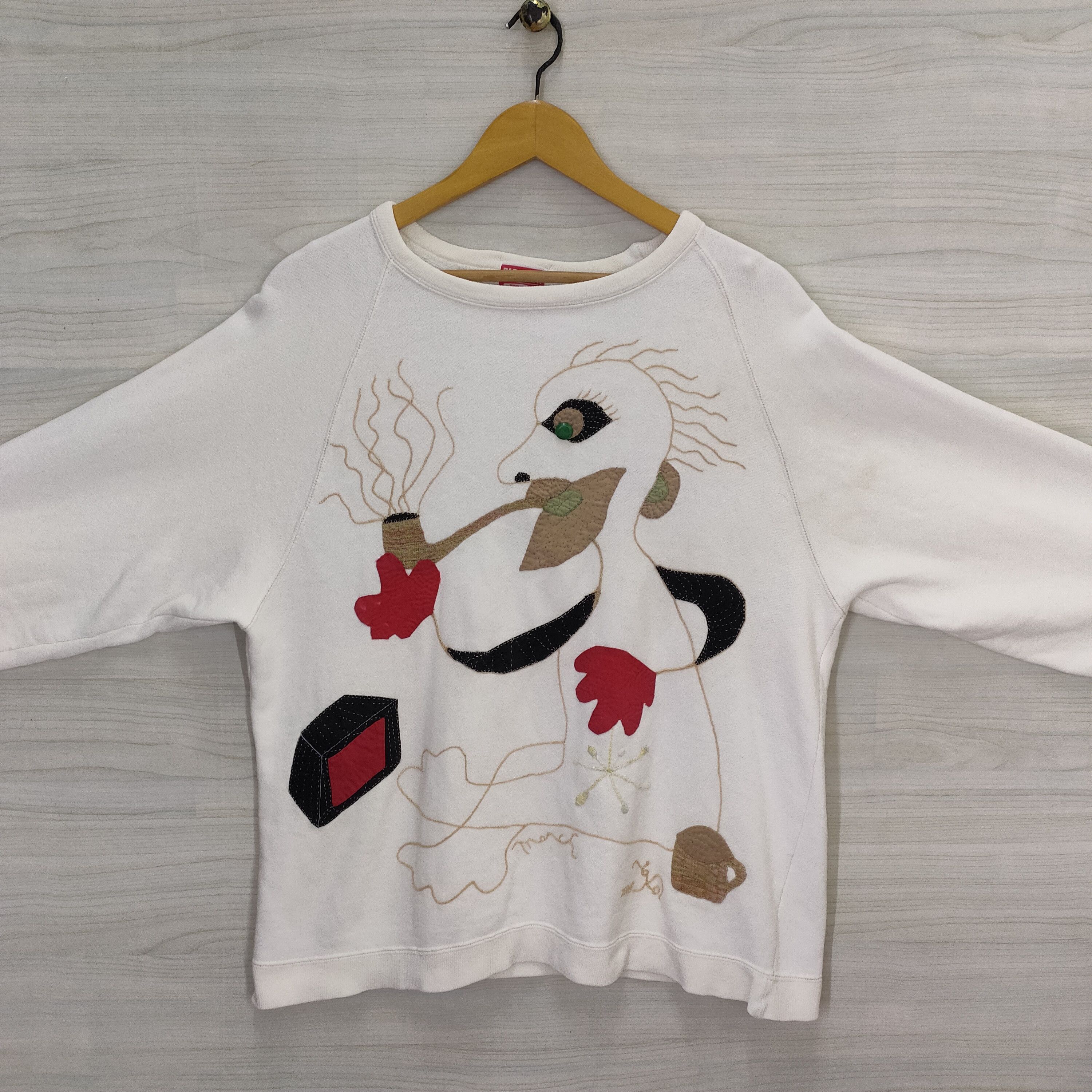 Japanese Brand 80s Air Room Tokyo Art Embroidered Abstract Face Graphic Size US M / EU 48-50 / 2 - 2 Thumbnail