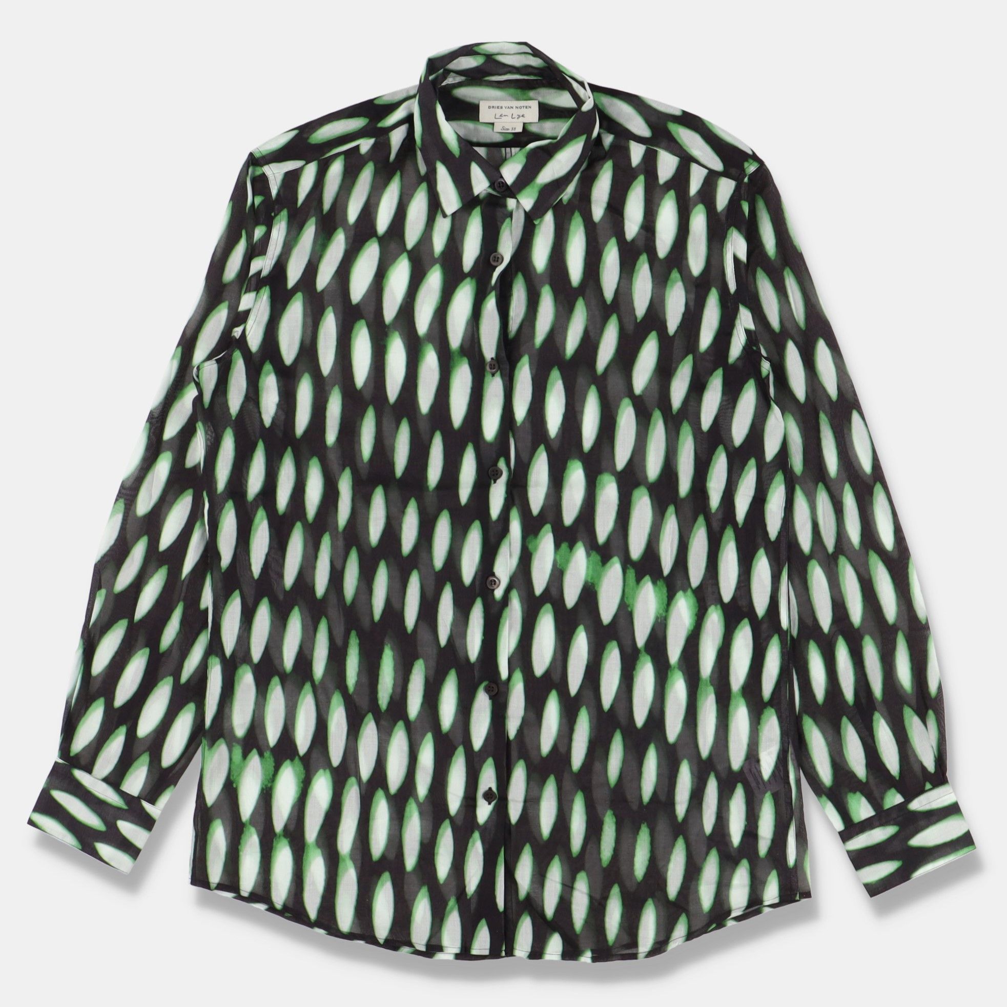 Dries Van Noten x Len Lye Green Semi Sheer Cotton Shirt | Grailed