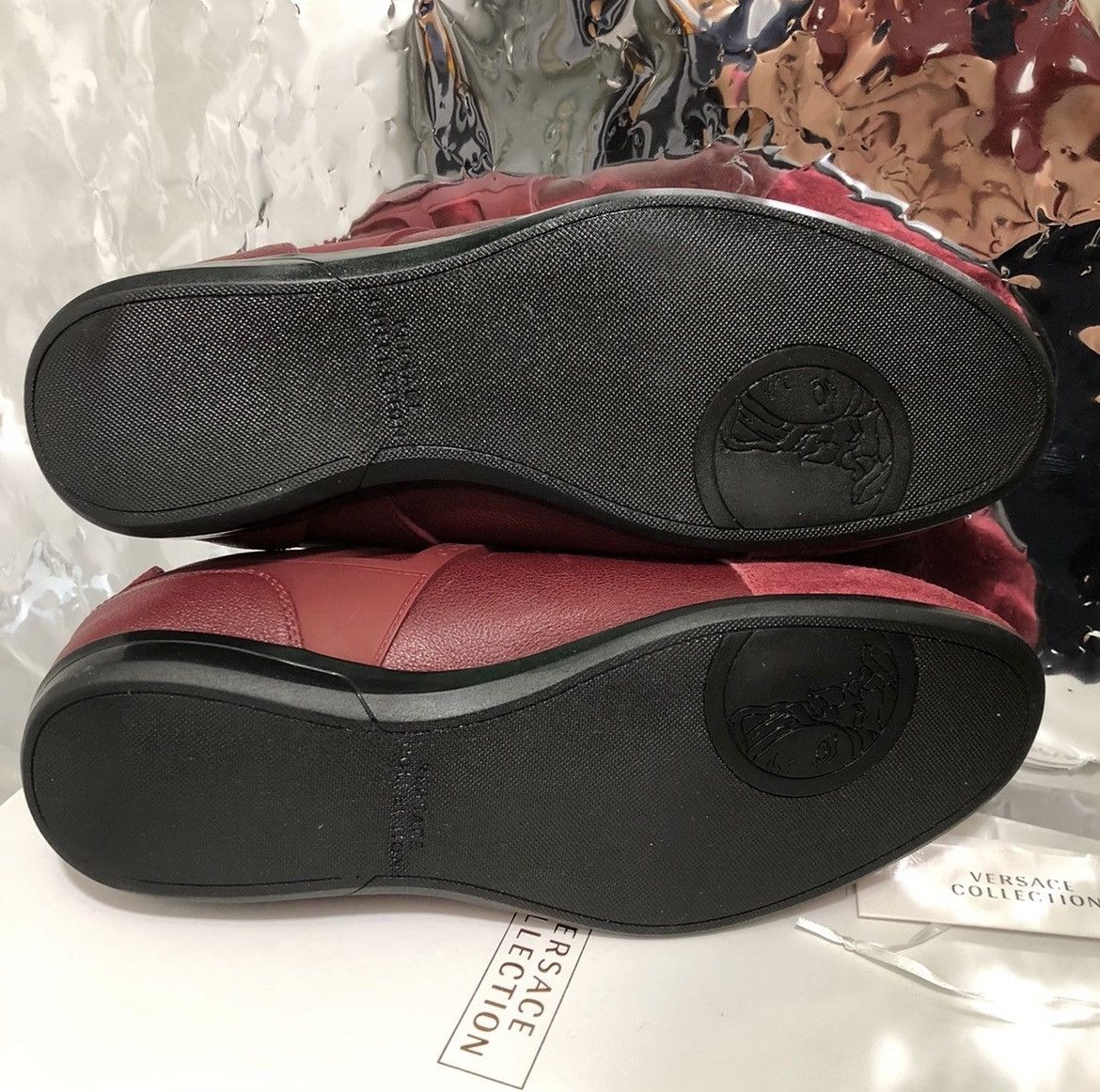 Versace Versace Burgundy Leather & Suede Shoes Size US 10 / EU 43 - 5 Thumbnail