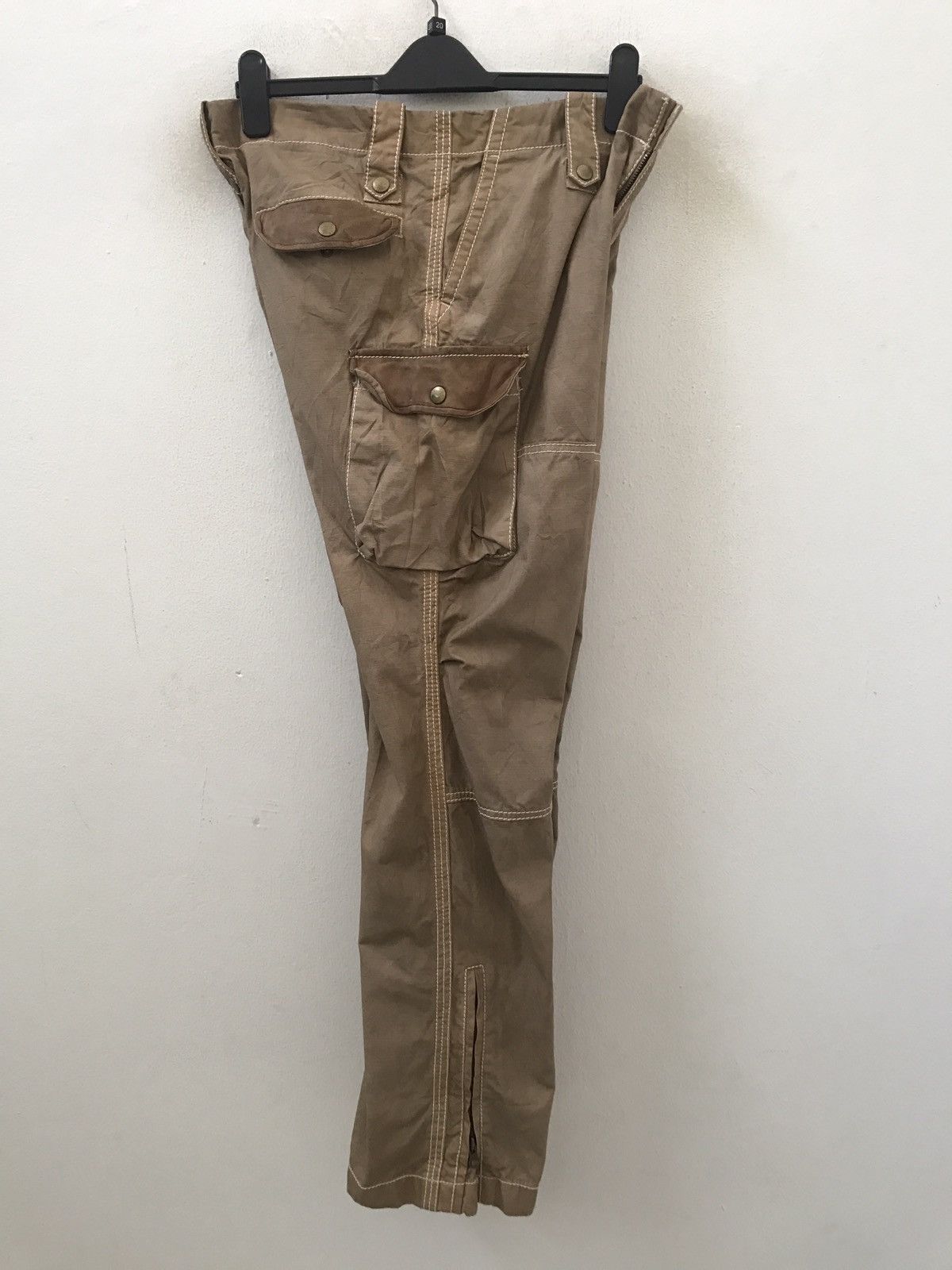 291295=Homme 291295=Homme Leather Parts Cowhide Zipper Hem Cargo Trouser Size US 34 / EU 50 - 14 Thumbnail