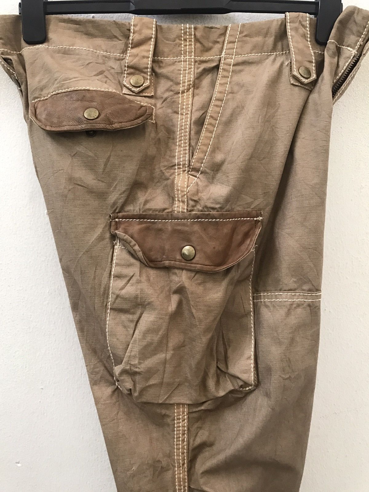 291295=Homme 291295=Homme Leather Parts Cowhide Zipper Hem Cargo Trouser Size US 34 / EU 50 - 15 Thumbnail