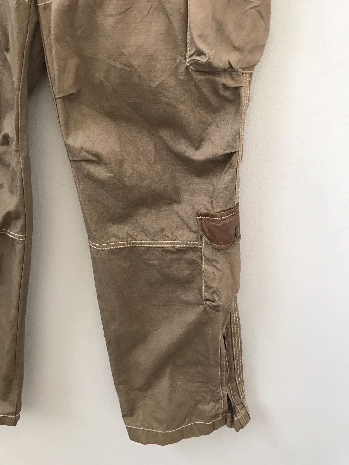 291295=Homme 291295=Homme Leather Parts Cowhide Zipper Hem Cargo Trouser Size US 34 / EU 50 - 4 Thumbnail