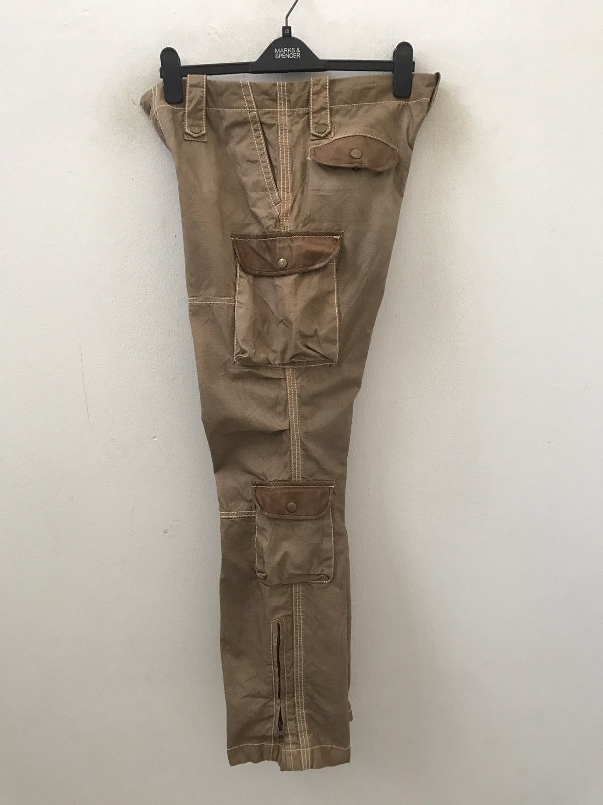 291295=Homme 291295=Homme Leather Parts Cowhide Zipper Hem Cargo Trouser Size US 34 / EU 50 - 10 Thumbnail