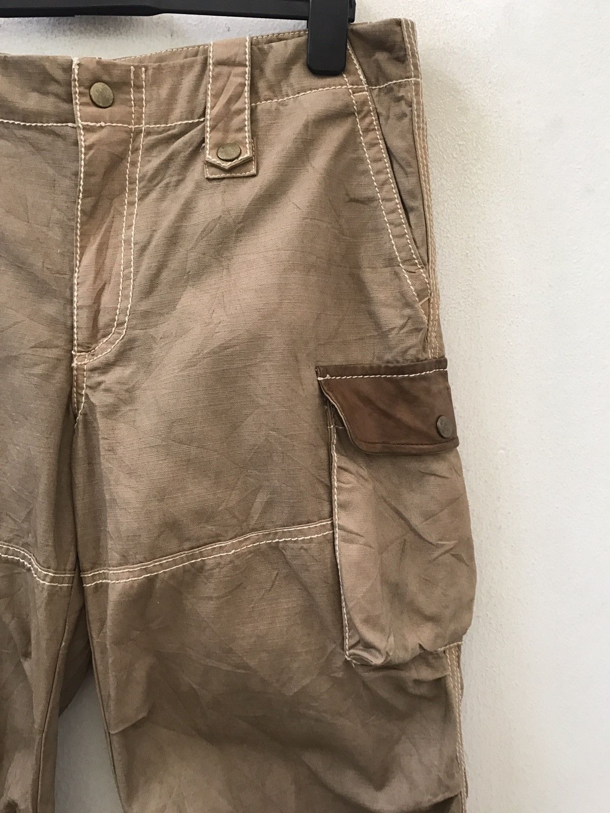291295=Homme 291295=Homme Leather Parts Cowhide Zipper Hem Cargo Trouser Size US 34 / EU 50 - 3 Thumbnail