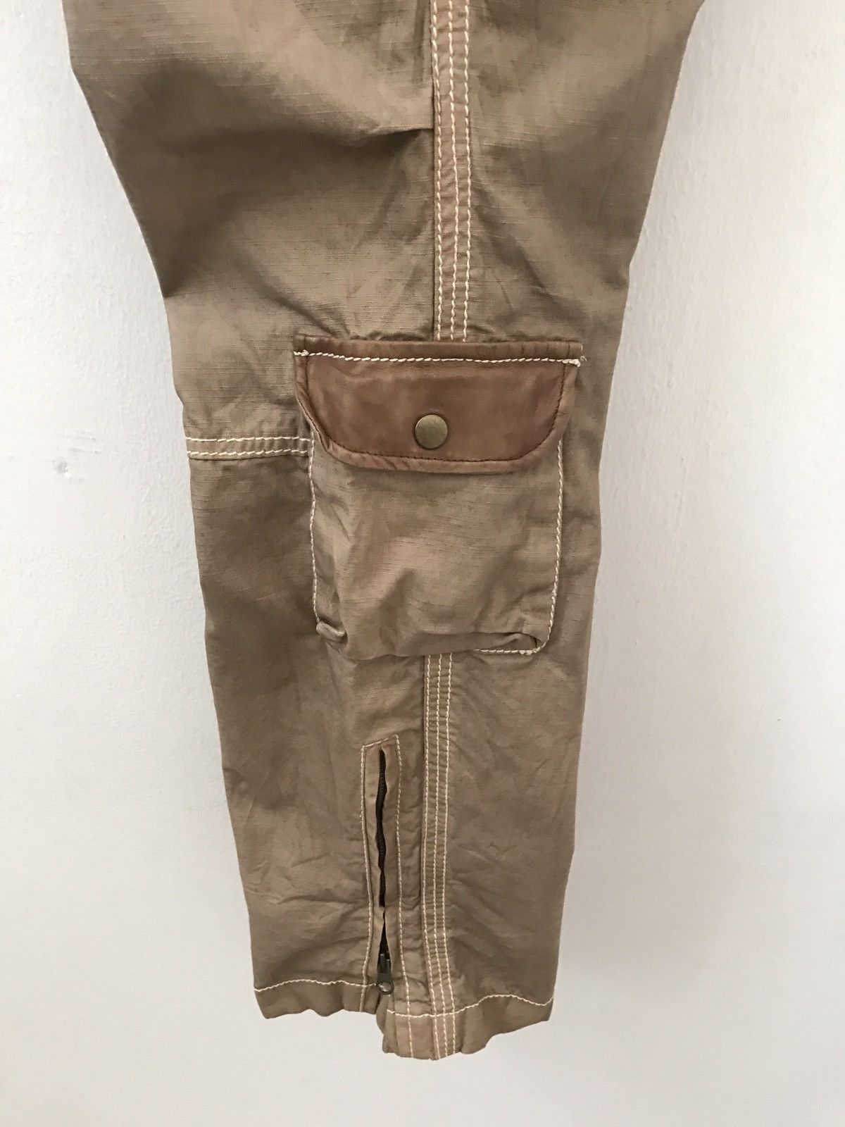 291295=Homme 291295=Homme Leather Parts Cowhide Zipper Hem Cargo Trouser Size US 34 / EU 50 - 12 Thumbnail
