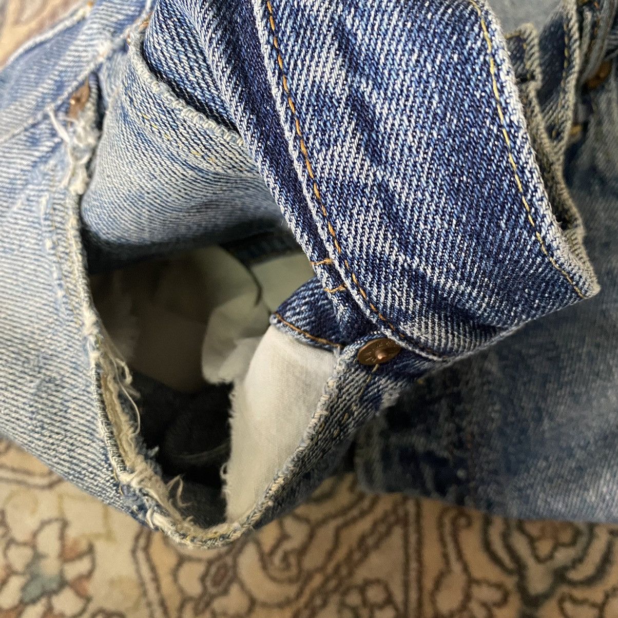 Denime Vintage Denime Denim selvedge Distressed butler Jeans Size US 31 - 15 Thumbnail