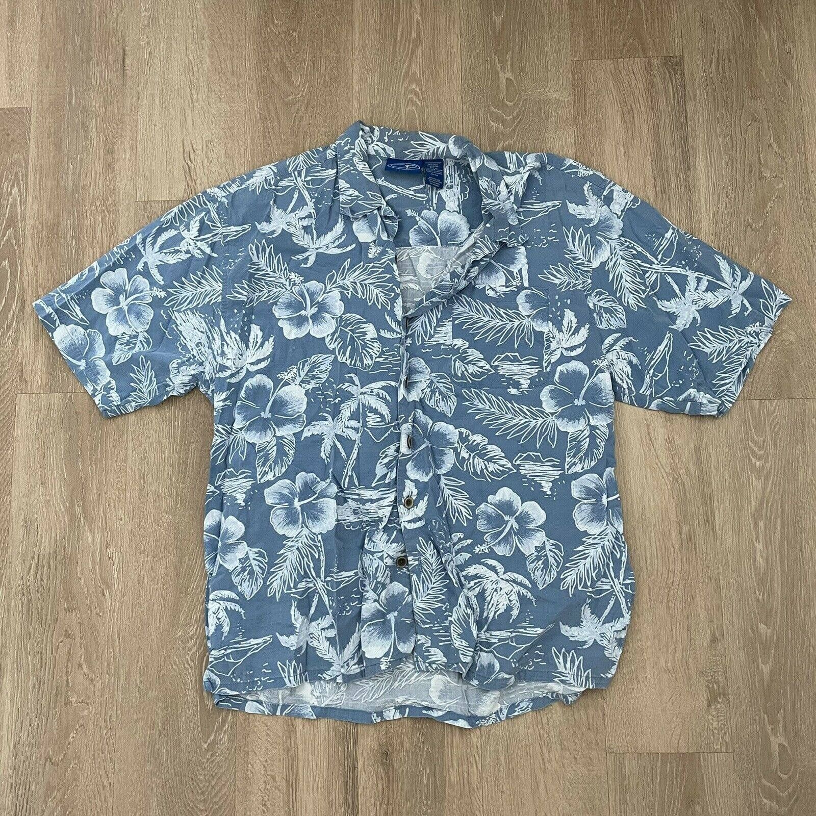 Ocean Current Vintage OP Aloha Hawaiian tropical leaf button-up Shirt ...