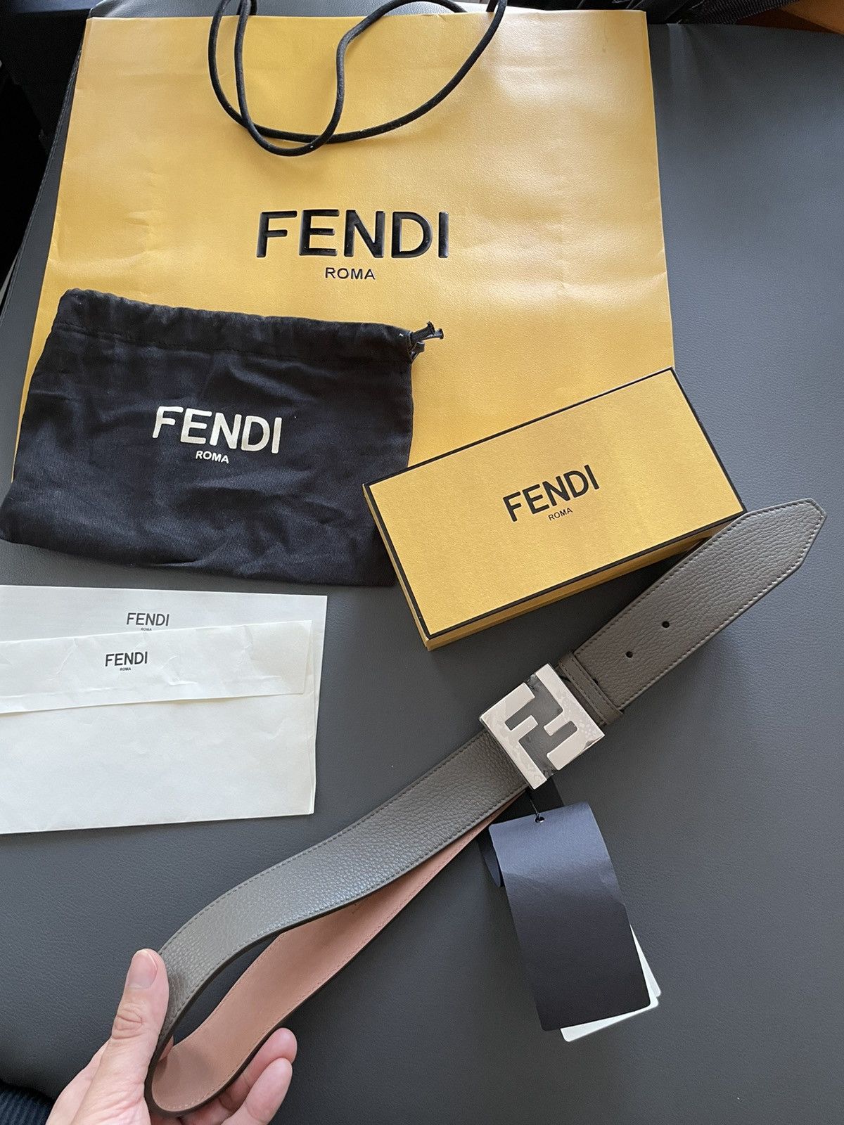 Fendi Fendi Super Runway FF Logo Leather Belt Brand New Limited Size 32 - 20 Thumbnail
