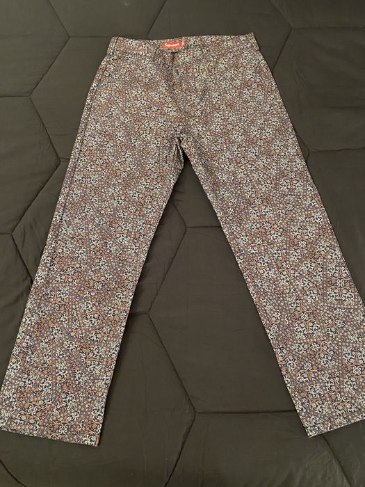 Supreme Supreme Work Pants Light Navy Floral Cards Size 34 | Grailed