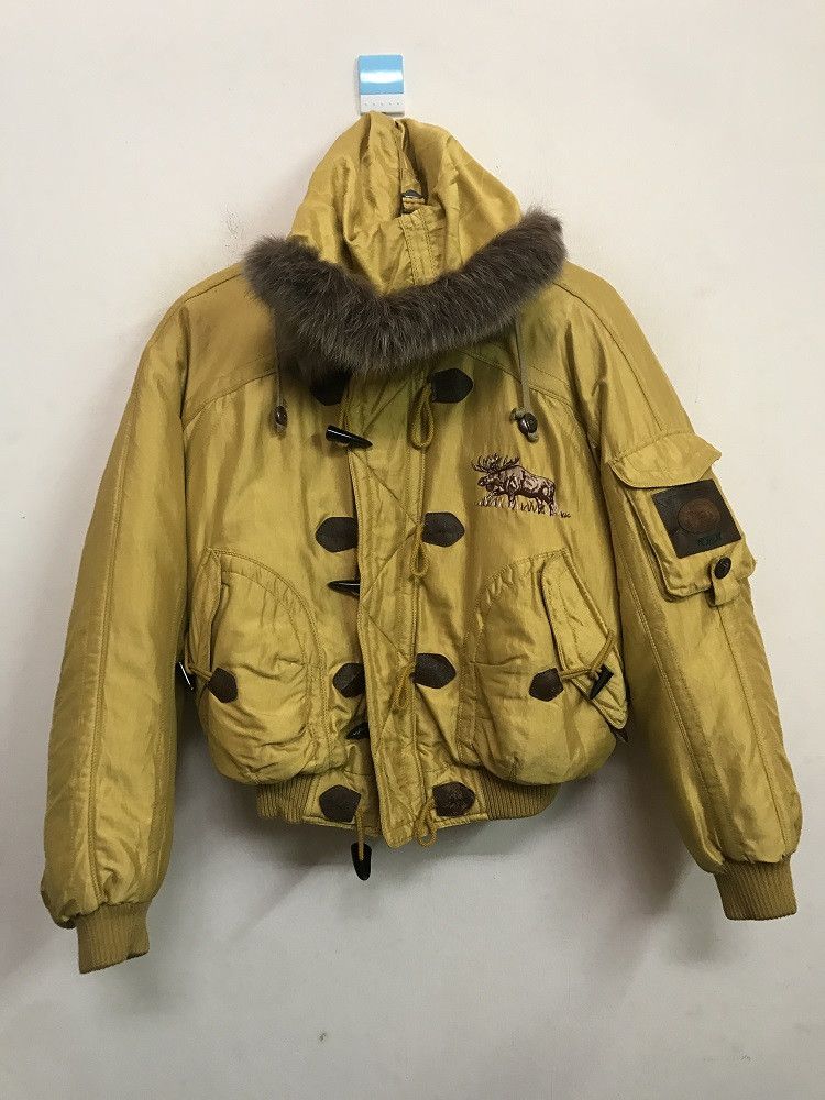 Japanese Brand PHENIX Arctic Zone Hooded Fur Bomber Down Yellow Gold Jacket Size US M / EU 48-50 / 2 - 1 Thumbnail