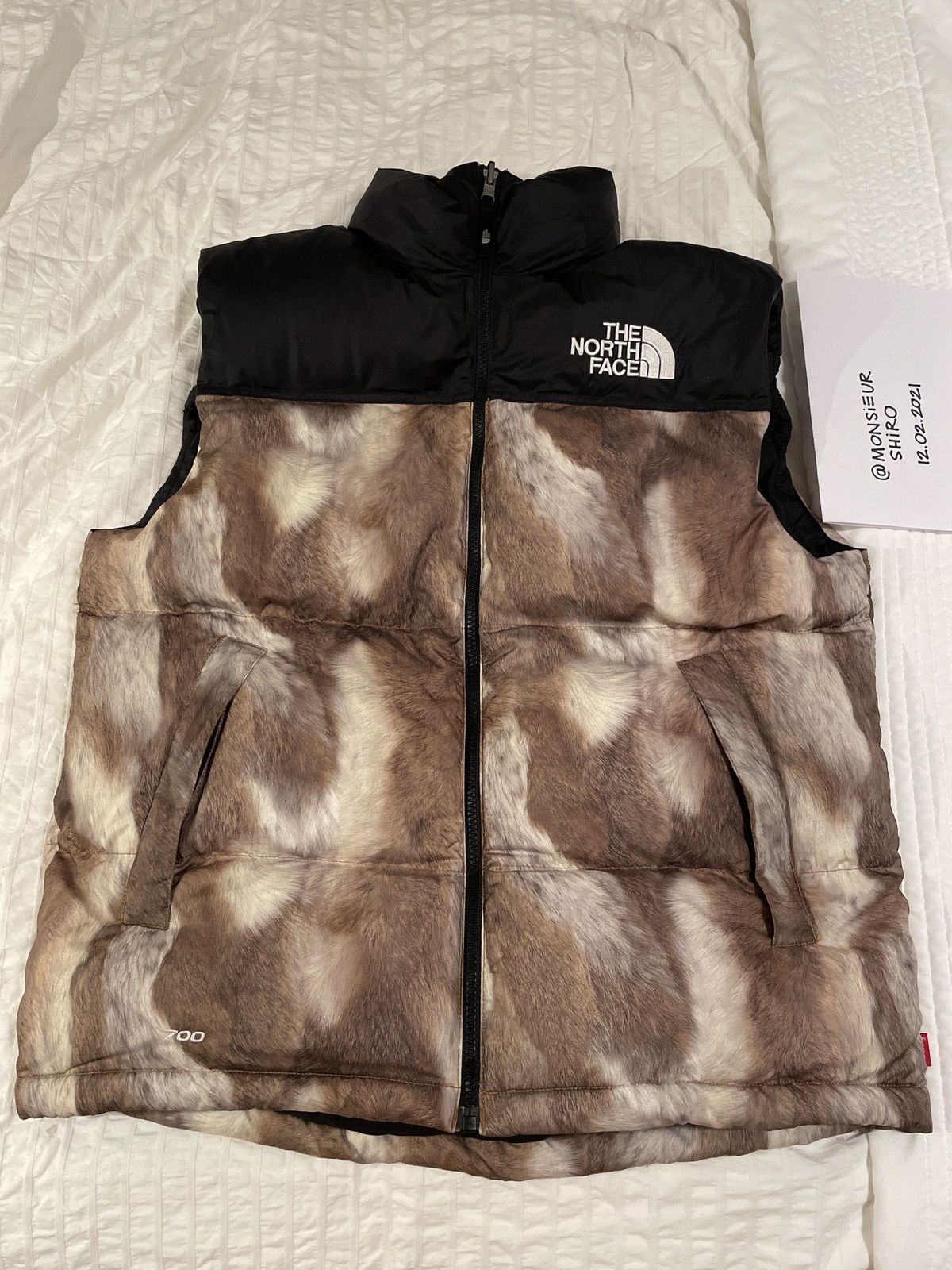 Supreme FW13 SUPREME x THE NORTH FACE FUR PRINT NUPTSE VEST | Grailed