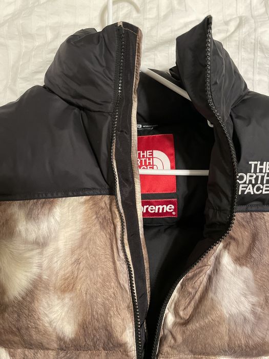 Supreme FW13 SUPREME x THE NORTH FACE FUR PRINT NUPTSE VEST | Grailed