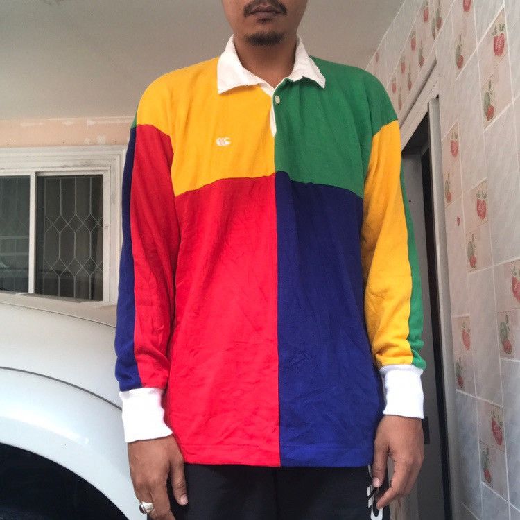 Canterbury of New Zealand × Vintage Rare Vintage 90s Canterbury Colour Block Polo Vintage Shirt Size US L / EU 52-54 / 3 - 1 Thumbnail
