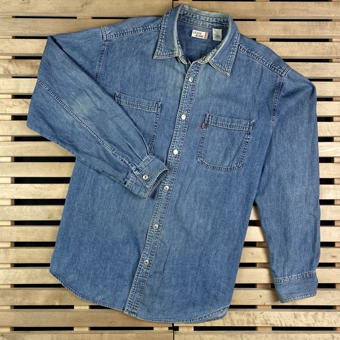 Vintage Mens Denim Shirt Long Sleeve Levis Vintage Size L Grailed