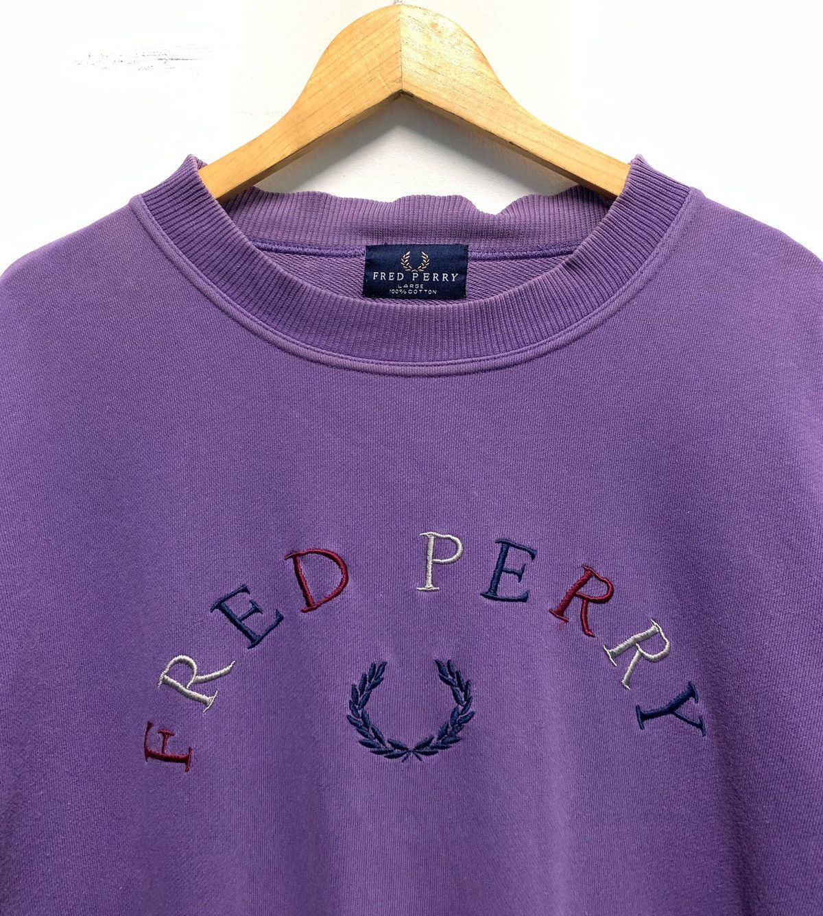 Designer × Fred Perry × Vintage Oversized Fred Perry Purple Sweatshirts Size US L / EU 52-54 / 3 - 2 Thumbnail