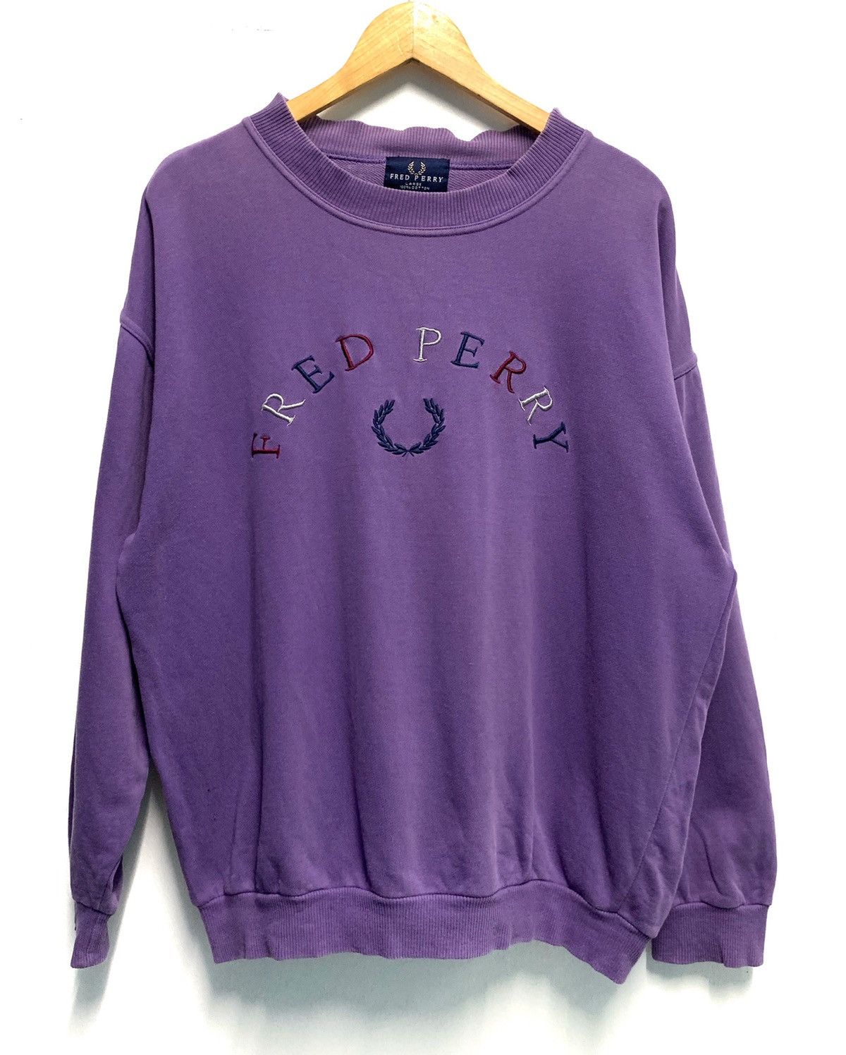 Designer × Fred Perry × Vintage Oversized Fred Perry Purple Sweatshirts Size US L / EU 52-54 / 3 - 1 Thumbnail
