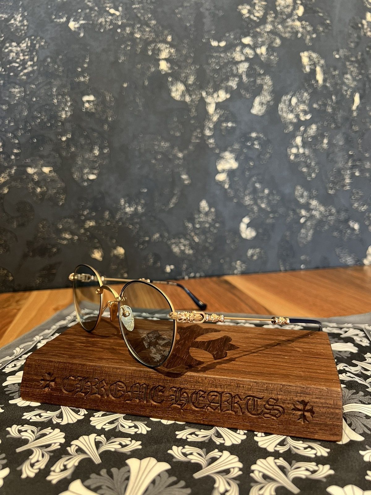 Chrome Hearts FINAL DROP Chrome Hearts Bubba-a Gold Blue Sunglasses |  Grailed