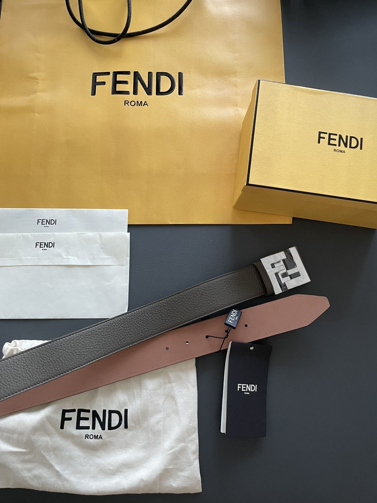 Fendi Brand NEW Rare Super Runway Limited Edition FF Logo Belt Size 32 - 22 Thumbnail