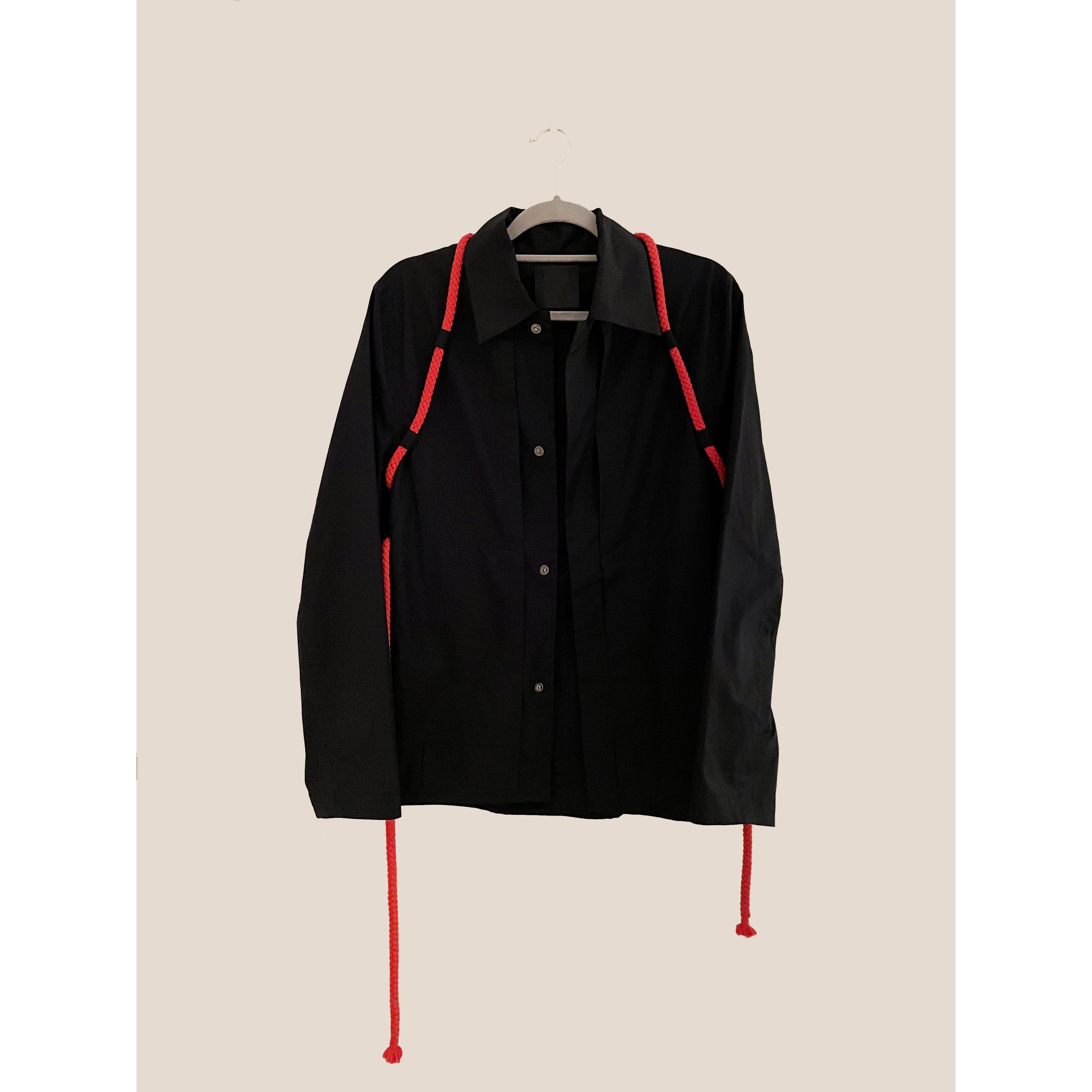 Craig Green Black Shirt Jacket W/ Signature Red Laced Rope Details 