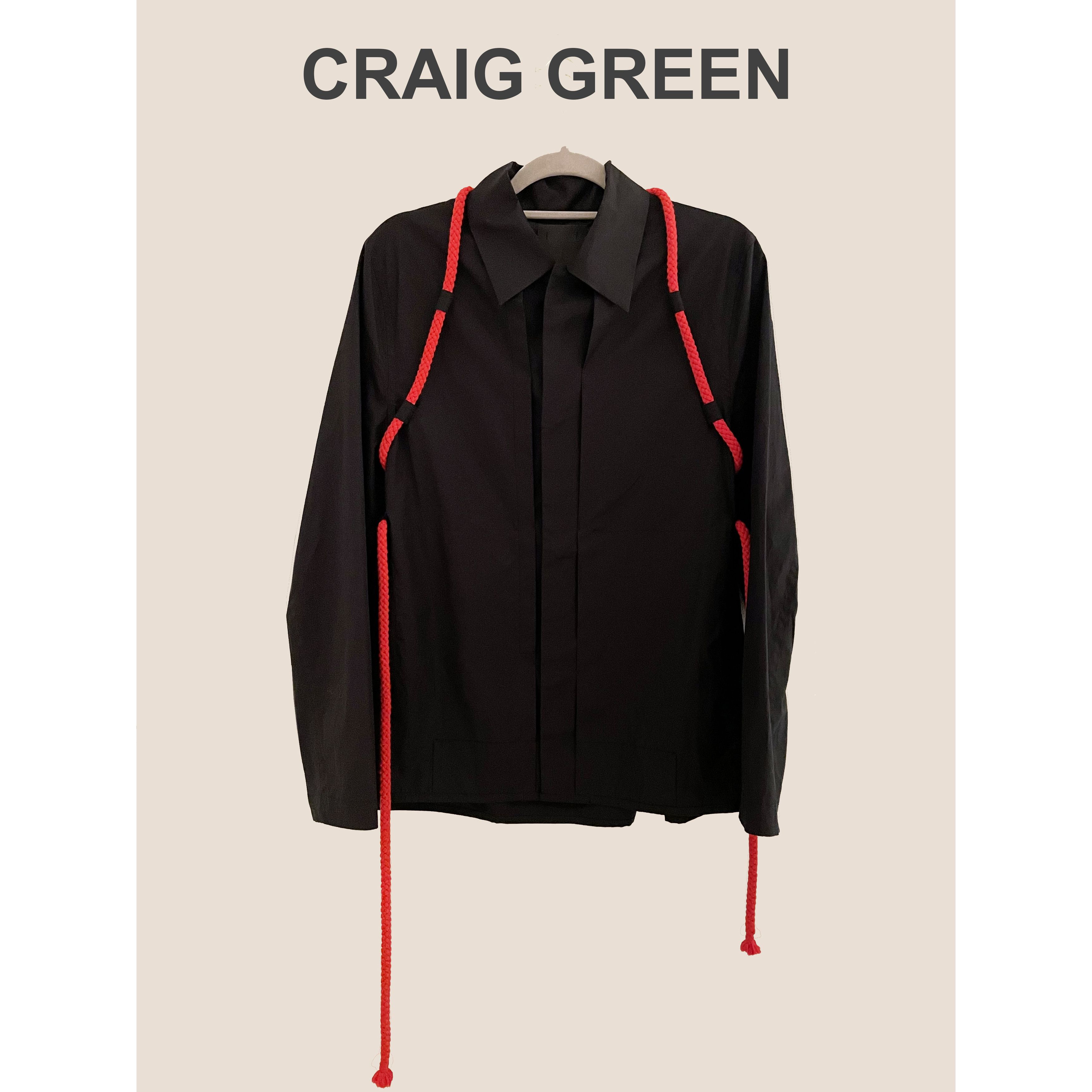 Craig Green Black Shirt Jacket W/ Signature Red Laced Rope Details 