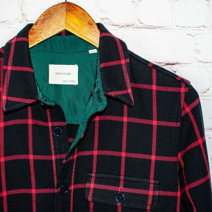 Band Of Outsiders Men's Button up Flannel Shirt Jacket Black Red Check ...
