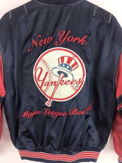 Vintage RAWLINGS PRO NY Yankees Satin Bomber Jacket Size 34 Navy