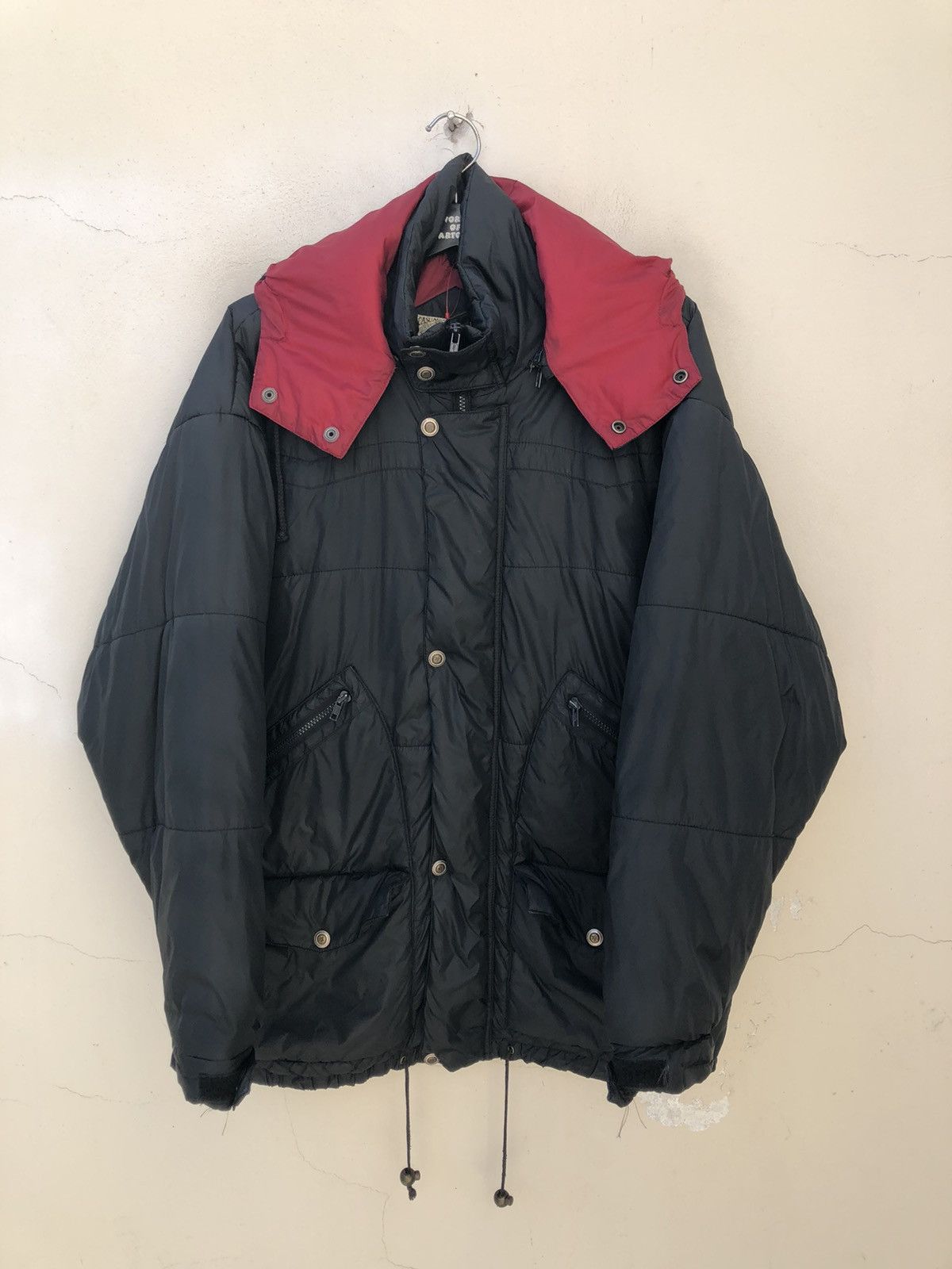 Casablanca Vintage 90s Casablanca Black Hoodie Puffer Jacket Size US XL / EU 56 / 4 - 2 Thumbnail