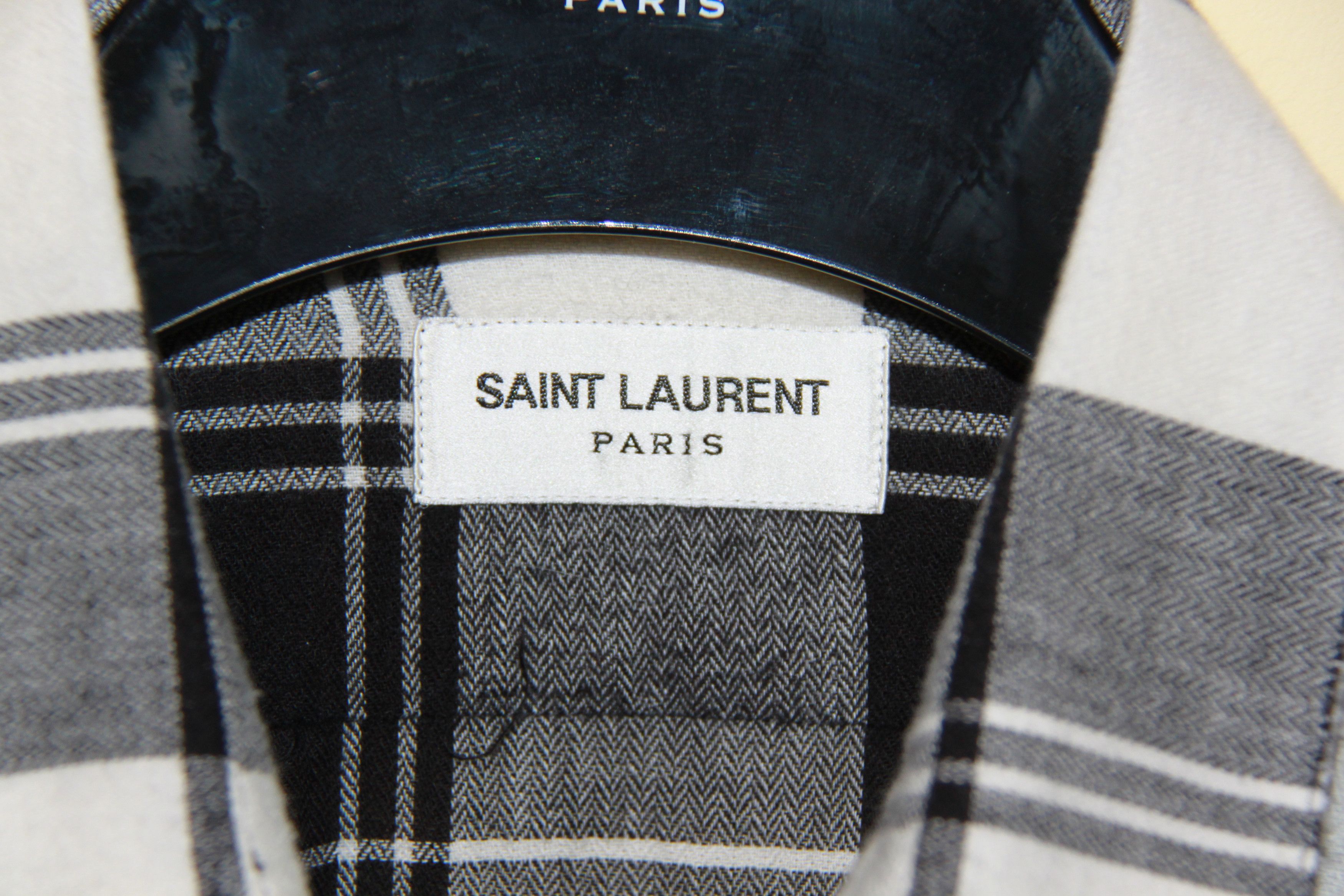 Saint Laurent Paris FW17 Black and White Plaid Button Up Shirt Size US S / EU 44-46 / 1 - 5 Thumbnail