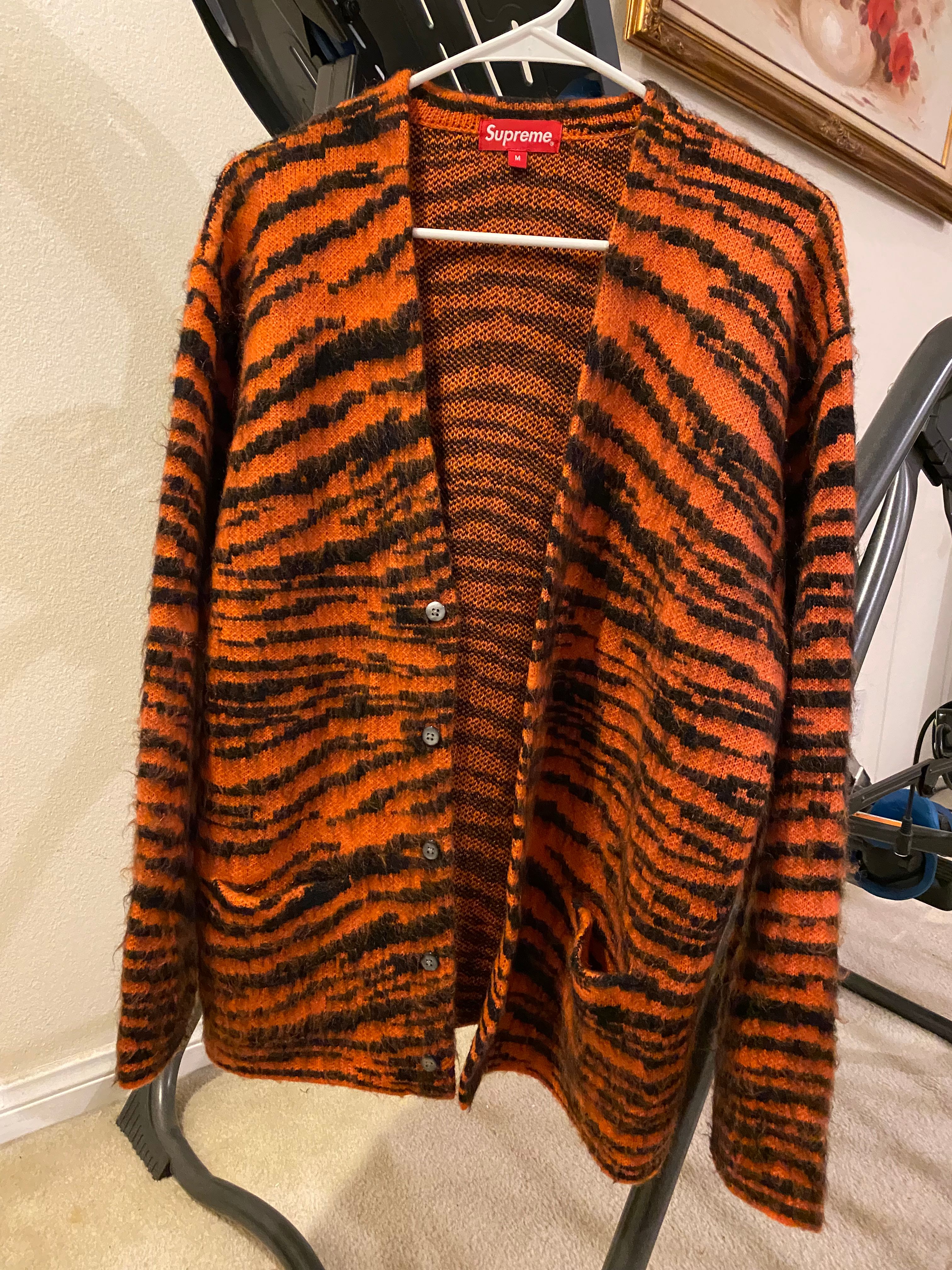 Supreme Supreme Brushed Mohair Cardigan Tiger Stripe | Grailed