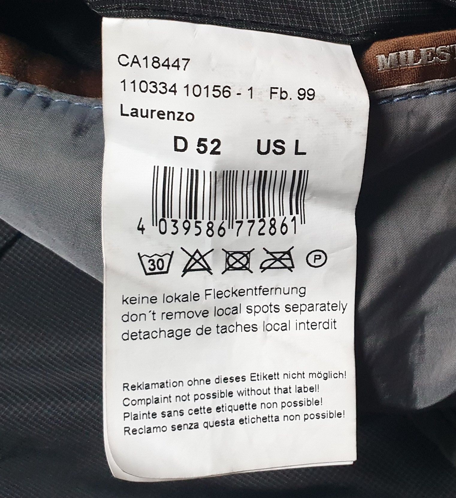 Milestone Milestone Laurenzo Mens Light Jacket Sportswear Casual Size US L / EU 52-54 / 3 - 12 Thumbnail
