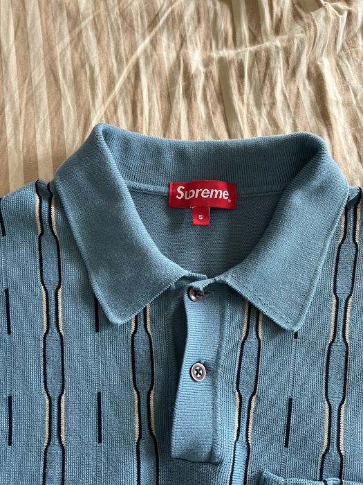 Supreme Fw18 Vertical Stripe Knit L/S Polo | Grailed