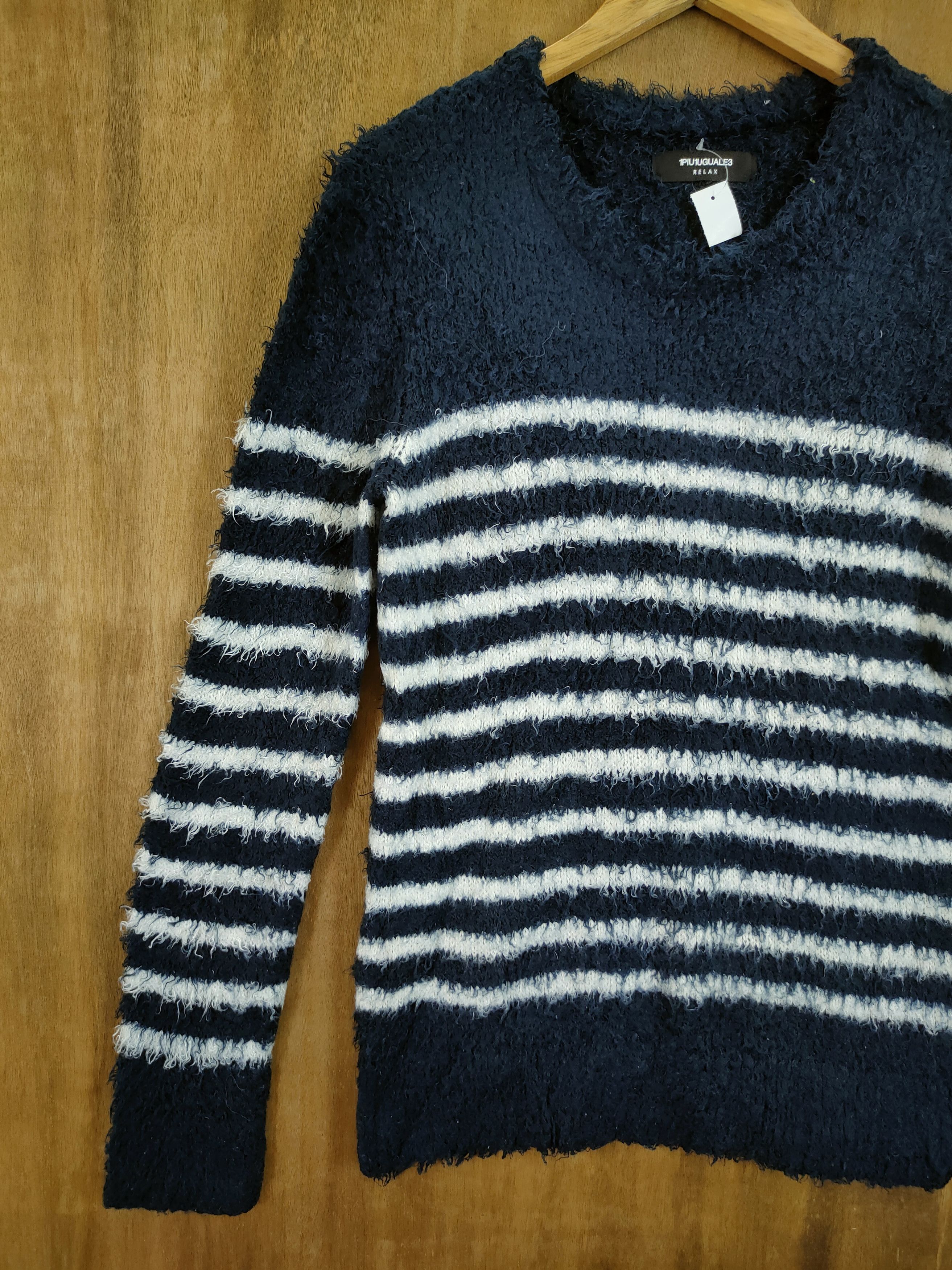 Homespun Knitwear 1PIU1UGUALE3 stripe mohair shag shaggy knitwear #46-1023DL Size US M / EU 48-50 / 2 - 2 Thumbnail