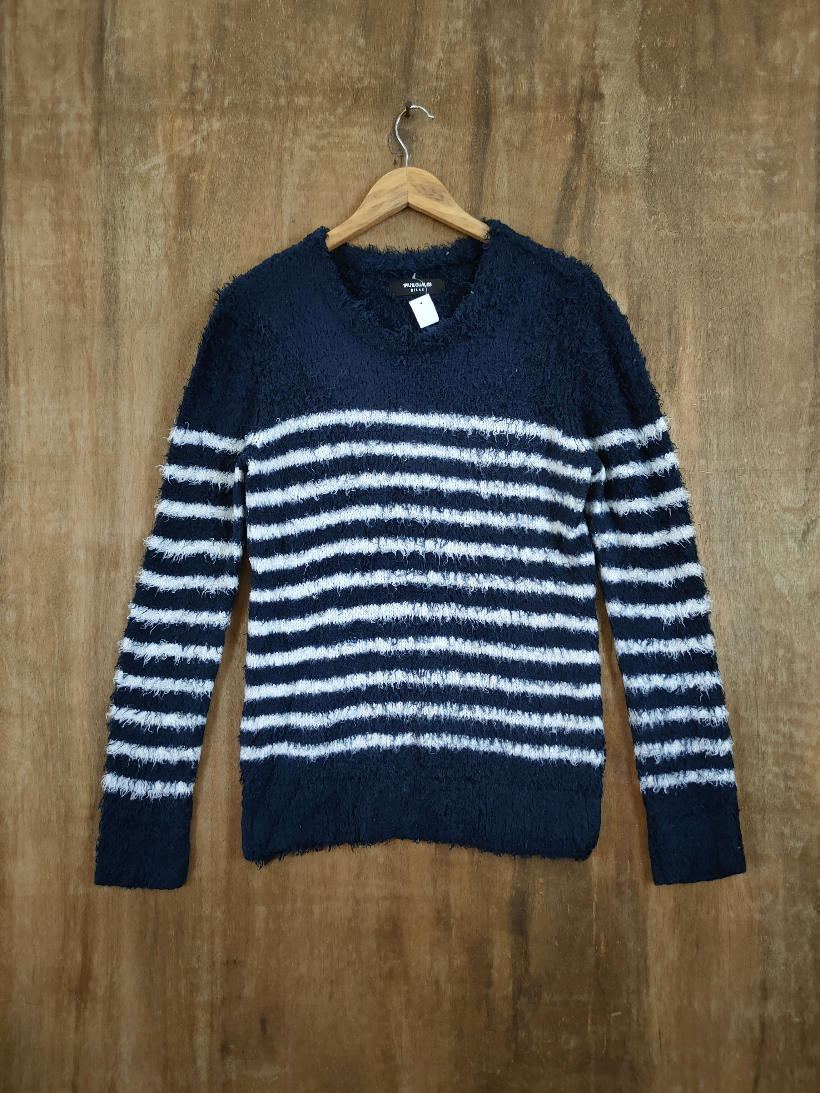 Homespun Knitwear 1PIU1UGUALE3 stripe mohair shag shaggy knitwear #46-1023DL Size US M / EU 48-50 / 2 - 1 Thumbnail