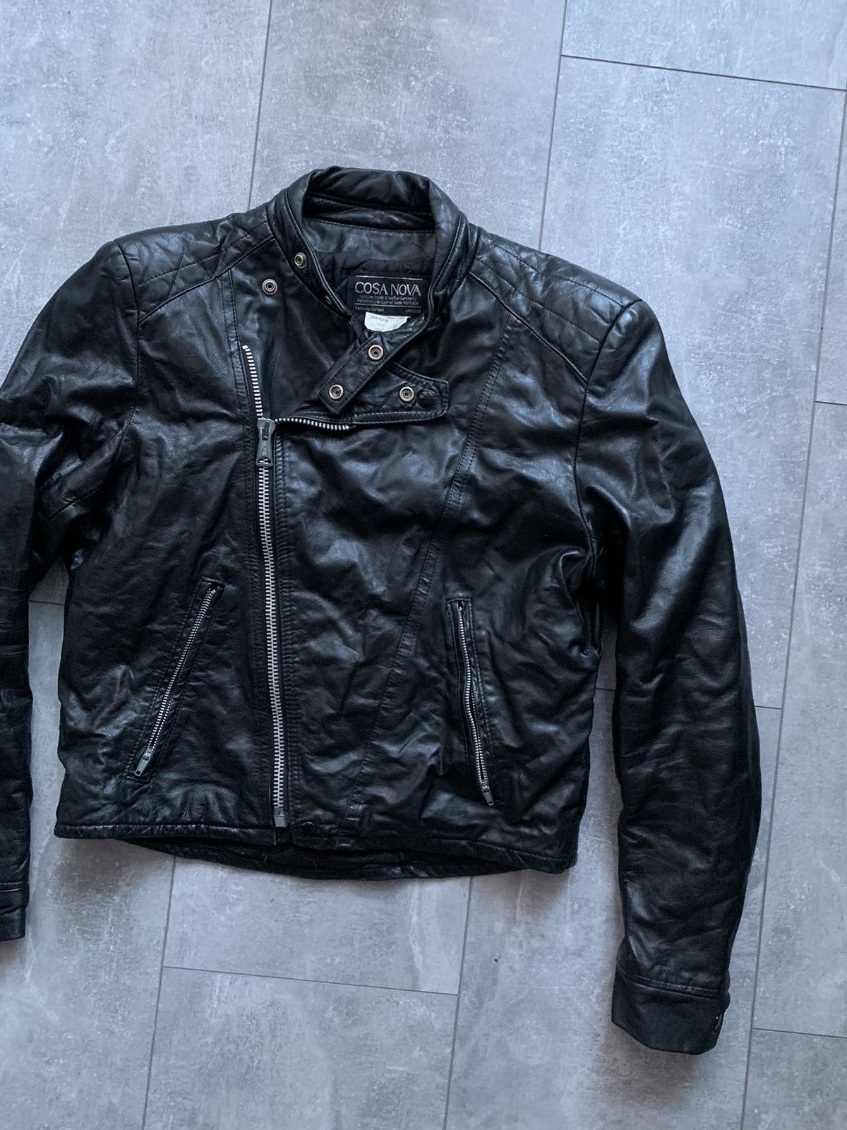 Cosa Nova Cosa Nova black leather oblique biker jacket Size US S / EU 44-46 / 1 - 2 Thumbnail