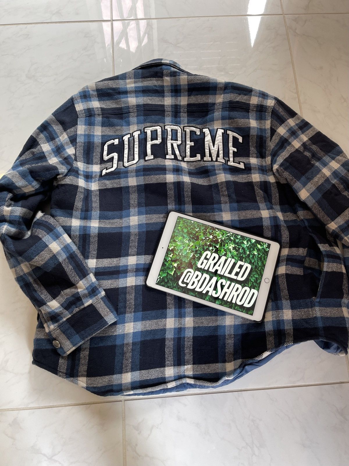 Supreme Quilted Arc Logo Flannel Shirt