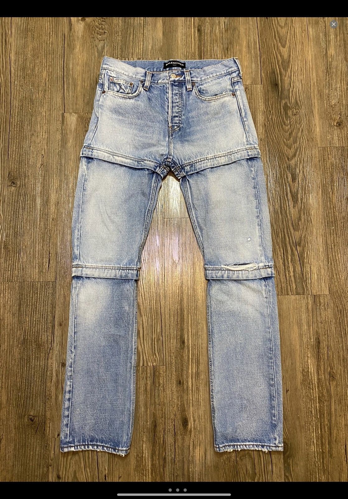 image of Balenciaga Ss18 3-Zip Detached Denim in Blue, Men's (Size 30)