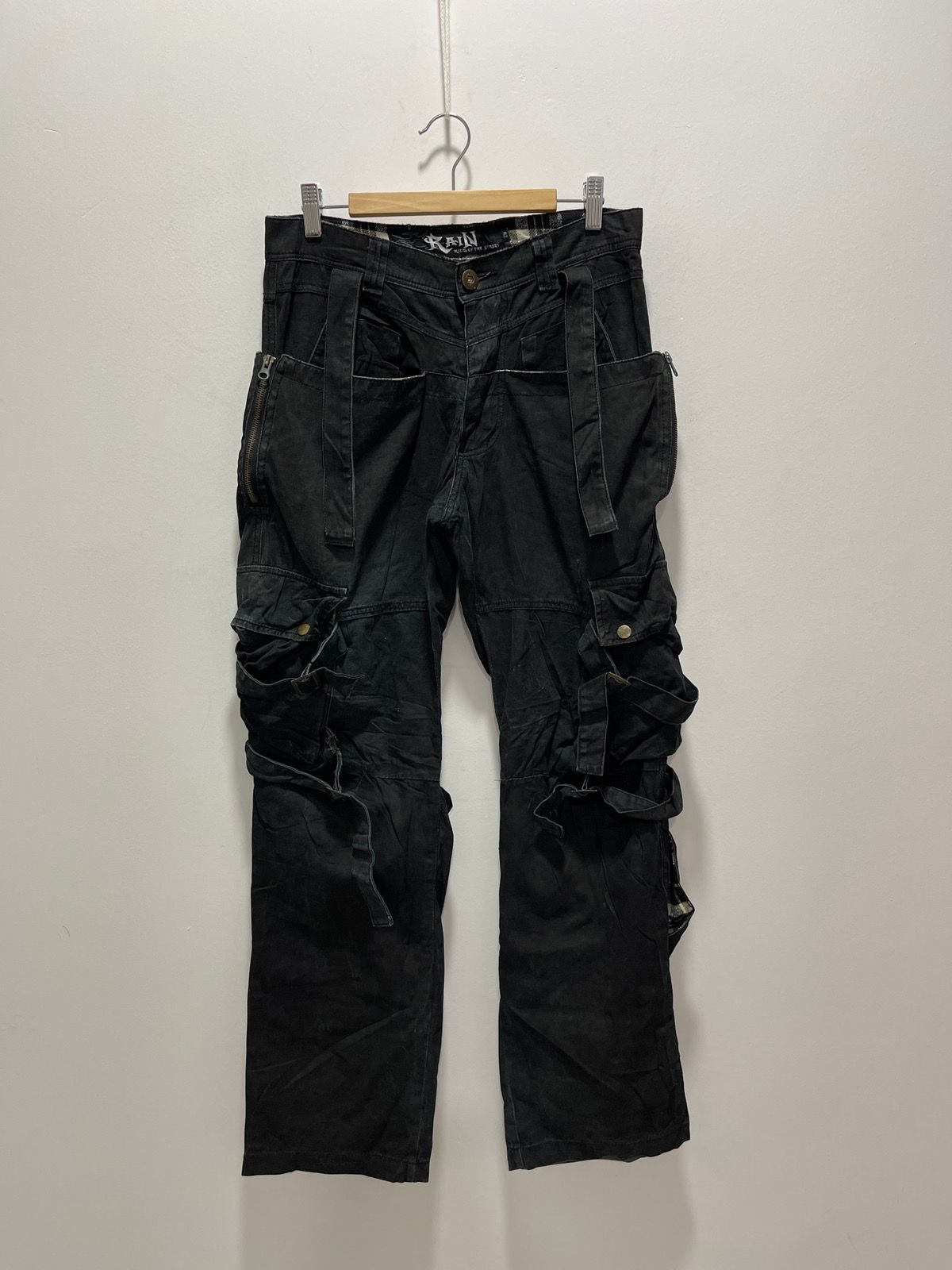 Pre-owned Vintage Japanese Rain Bondage Multipocket Tactical Cargo Pants In Black