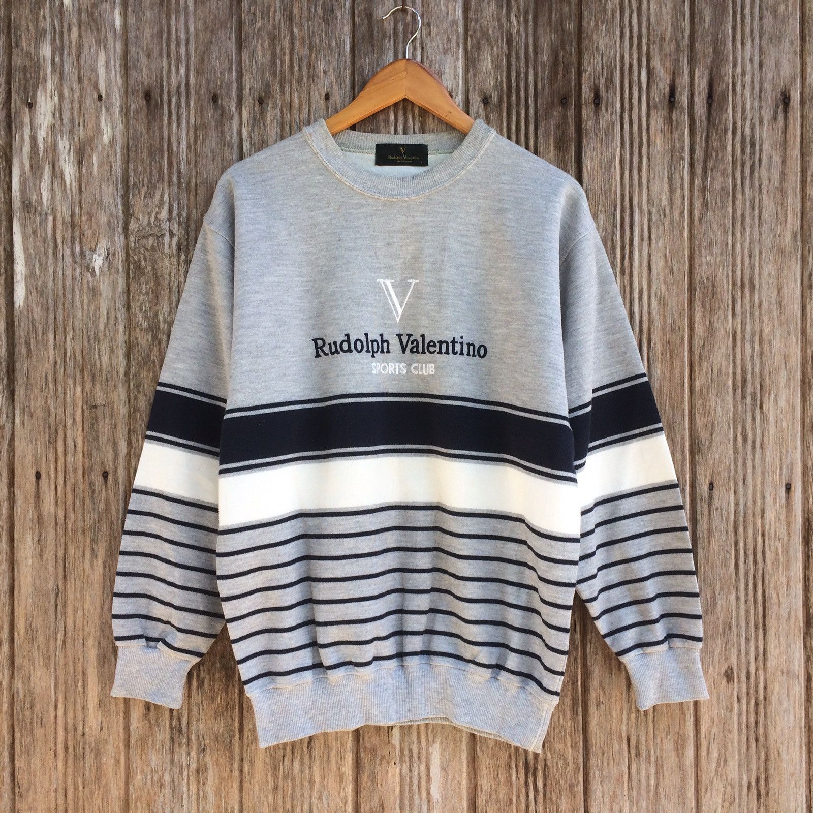 Valentino Rudolph Valentino Club Sweatshirt Pullover Rare with stripe Pop Design Size L | Grailed