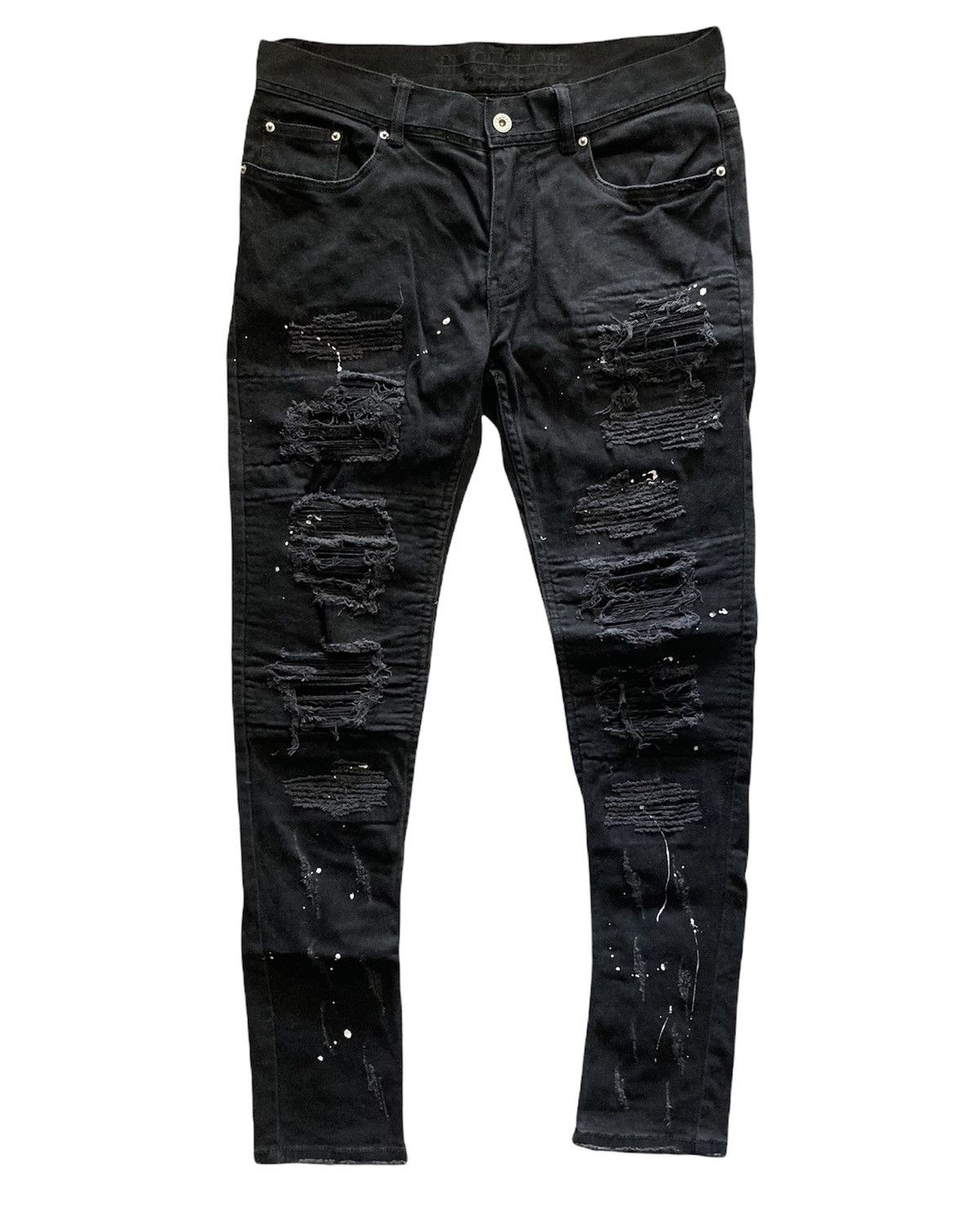 Japanese Brand BlvckFlame black distressed jeans Size US 32 / EU 48 - 1 Thumbnail
