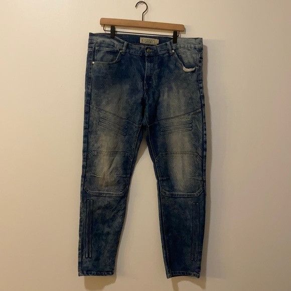 Akademiks Akademiks Jeanius Medium Wash Stacked Jeans 36x30 | Grailed