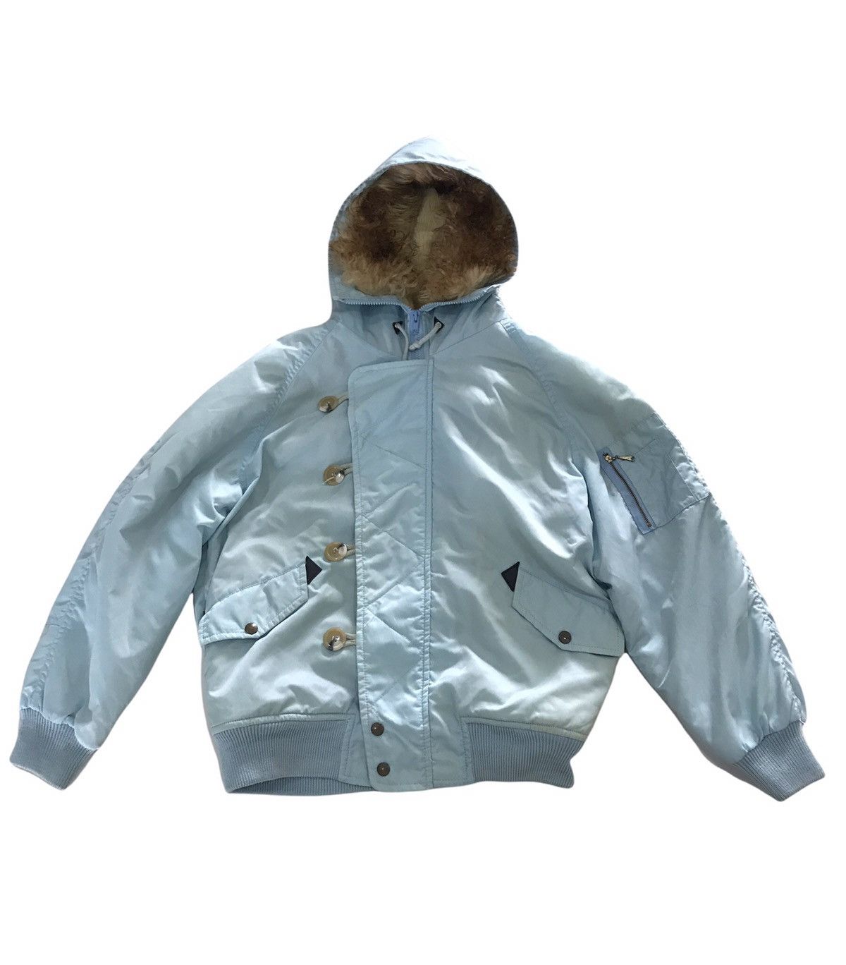 Vintage Vintage Wrangler Lining Fur Hood Bomber Style Flight Jacket Size US M / EU 48-50 / 2 - 1 Thumbnail