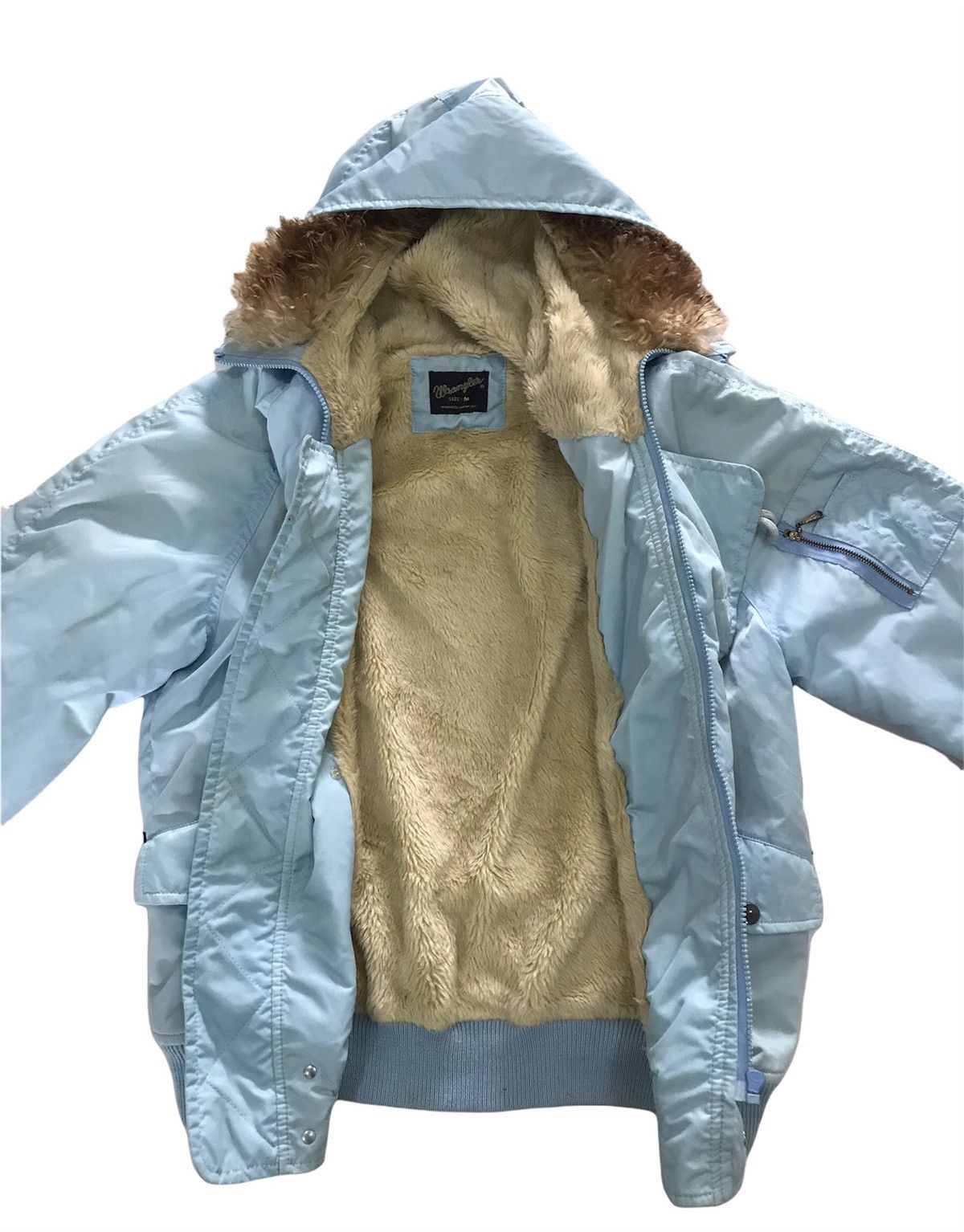 Vintage Vintage Wrangler Lining Fur Hood Bomber Style Flight Jacket Size US M / EU 48-50 / 2 - 3 Thumbnail