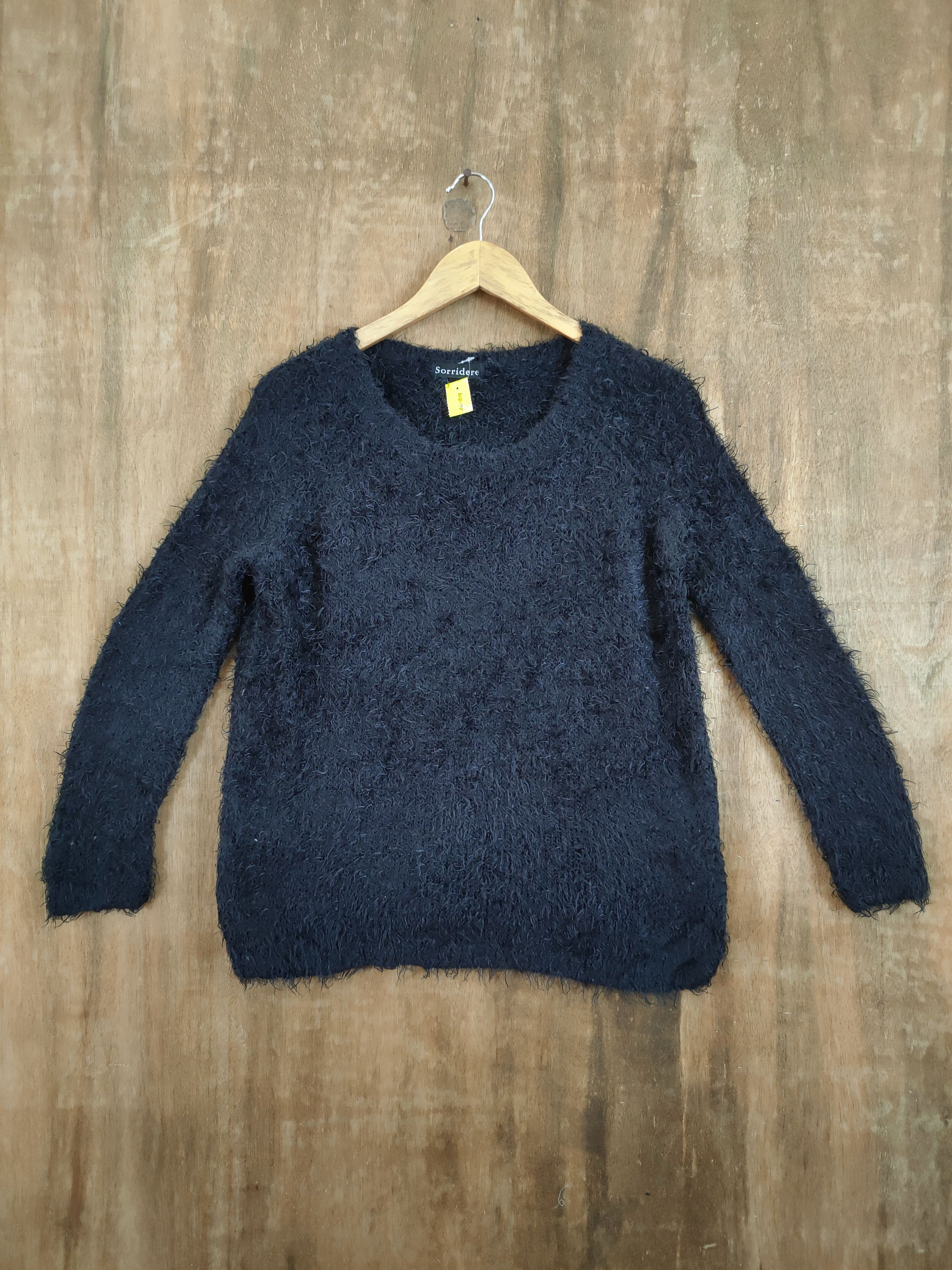 Japanese Brand D Sorridere Mohair fur shag shaggy knitwear black #46-1019 Size US M / EU 48-50 / 2 - 1 Thumbnail