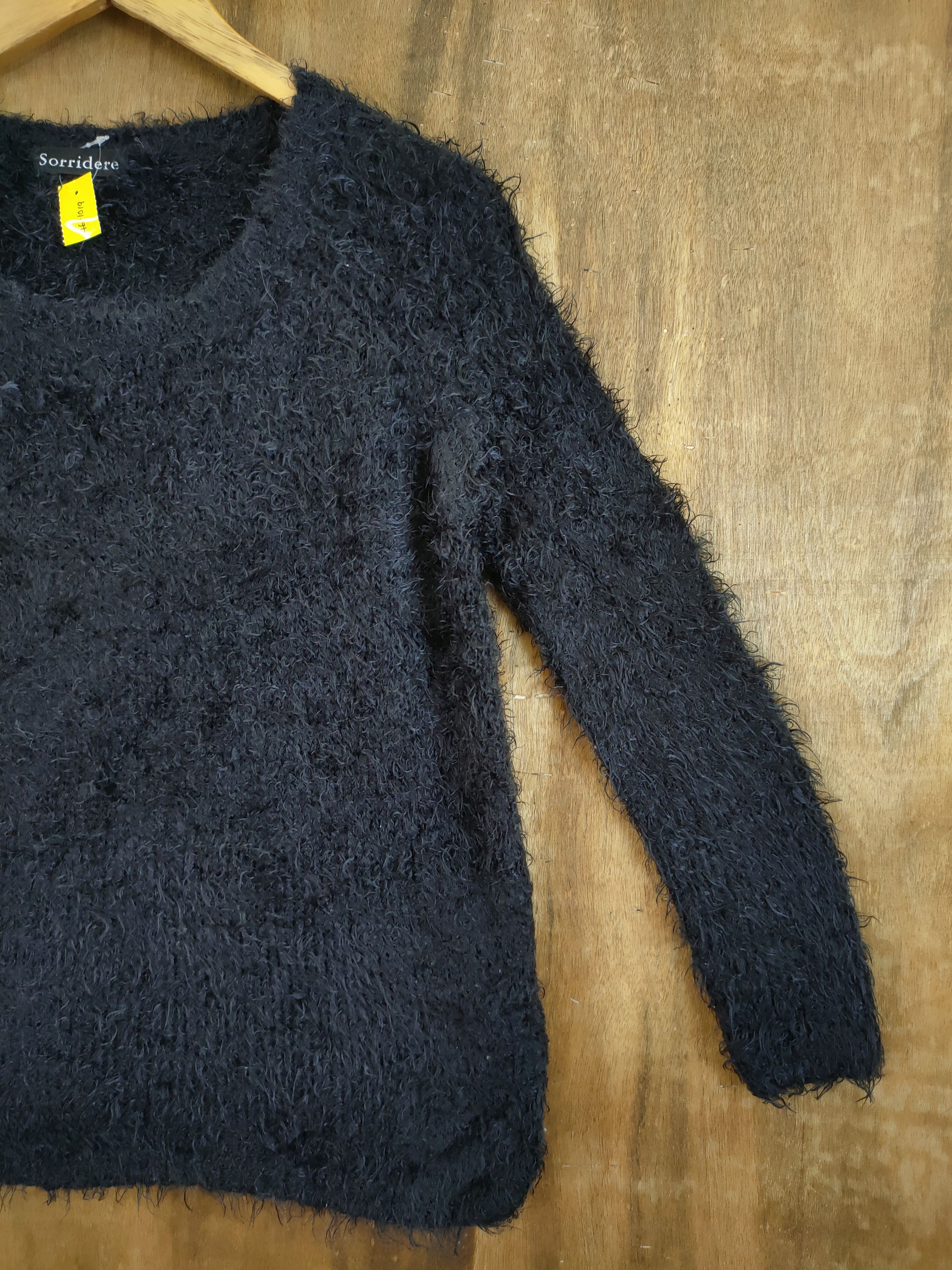 Japanese Brand D Sorridere Mohair fur shag shaggy knitwear black #46-1019 Size US M / EU 48-50 / 2 - 3 Thumbnail