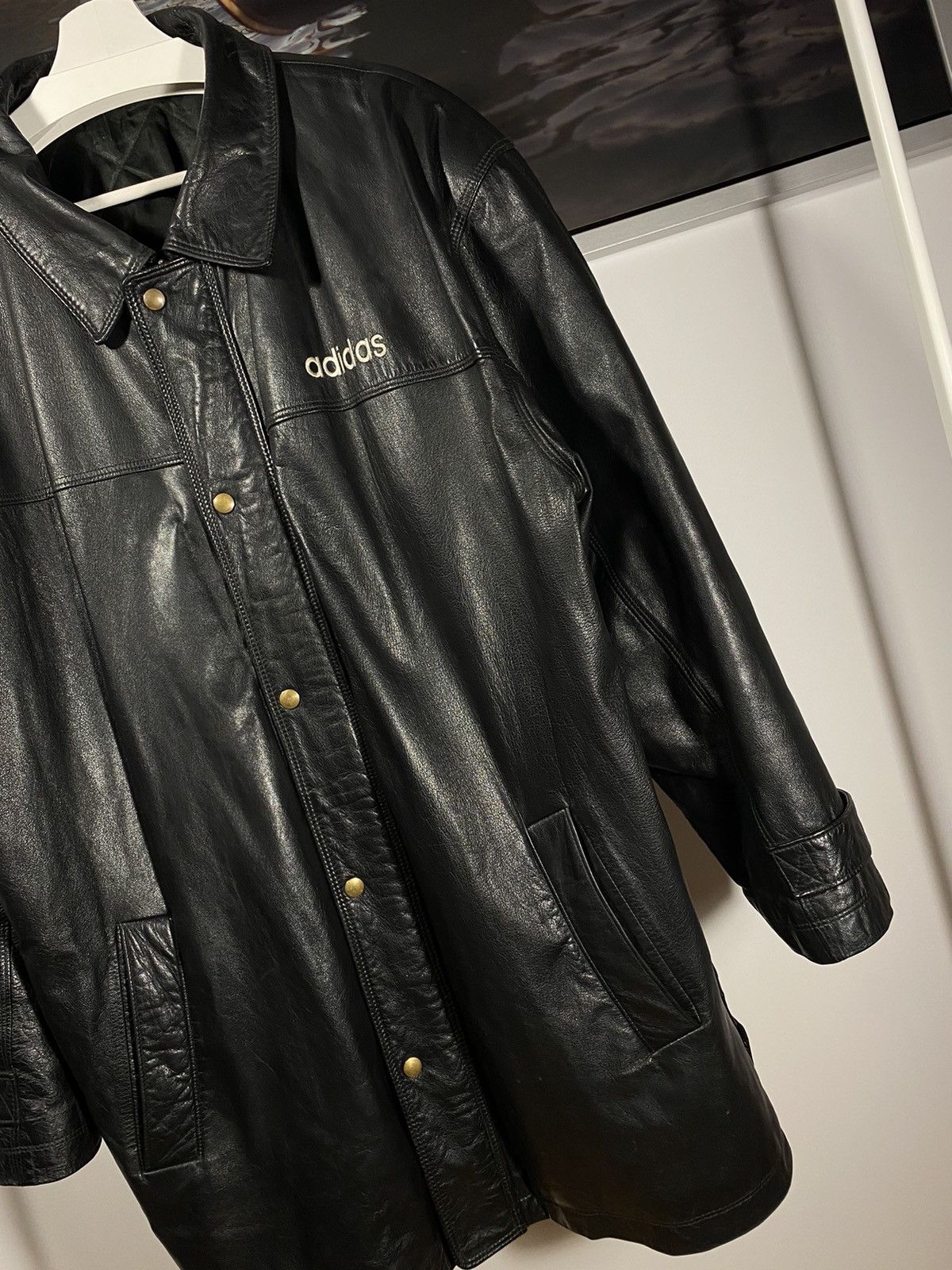 Adidas Vintage Adidas 80s leather logo jacket Size US L / EU 52-54 / 3 - 3 Thumbnail
